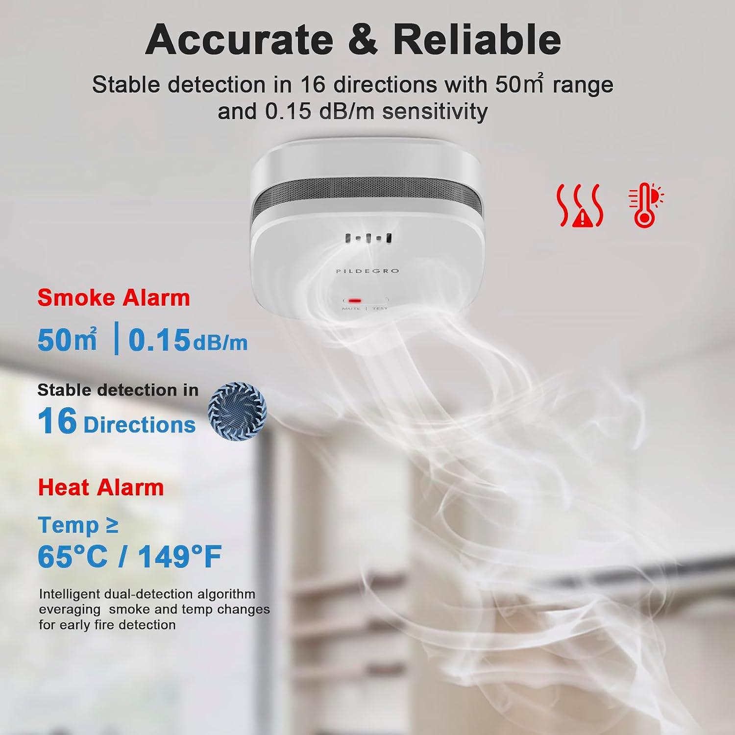 Detector de Humo Pildegro PD-70S con Batería de 10 Años
