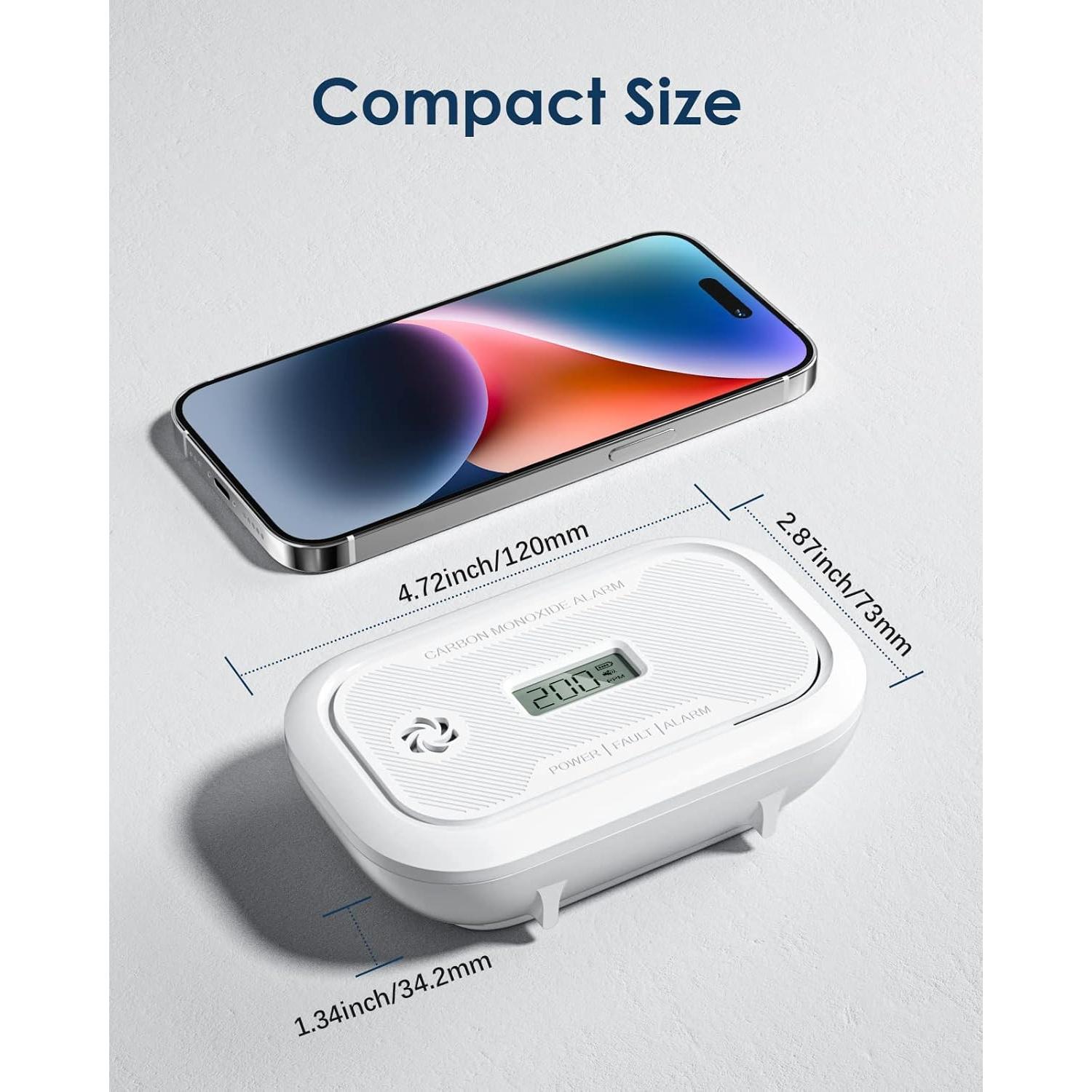 Detector de Monóxido de Carbono Ecoey con Pantalla LCD - 2 Paquetes