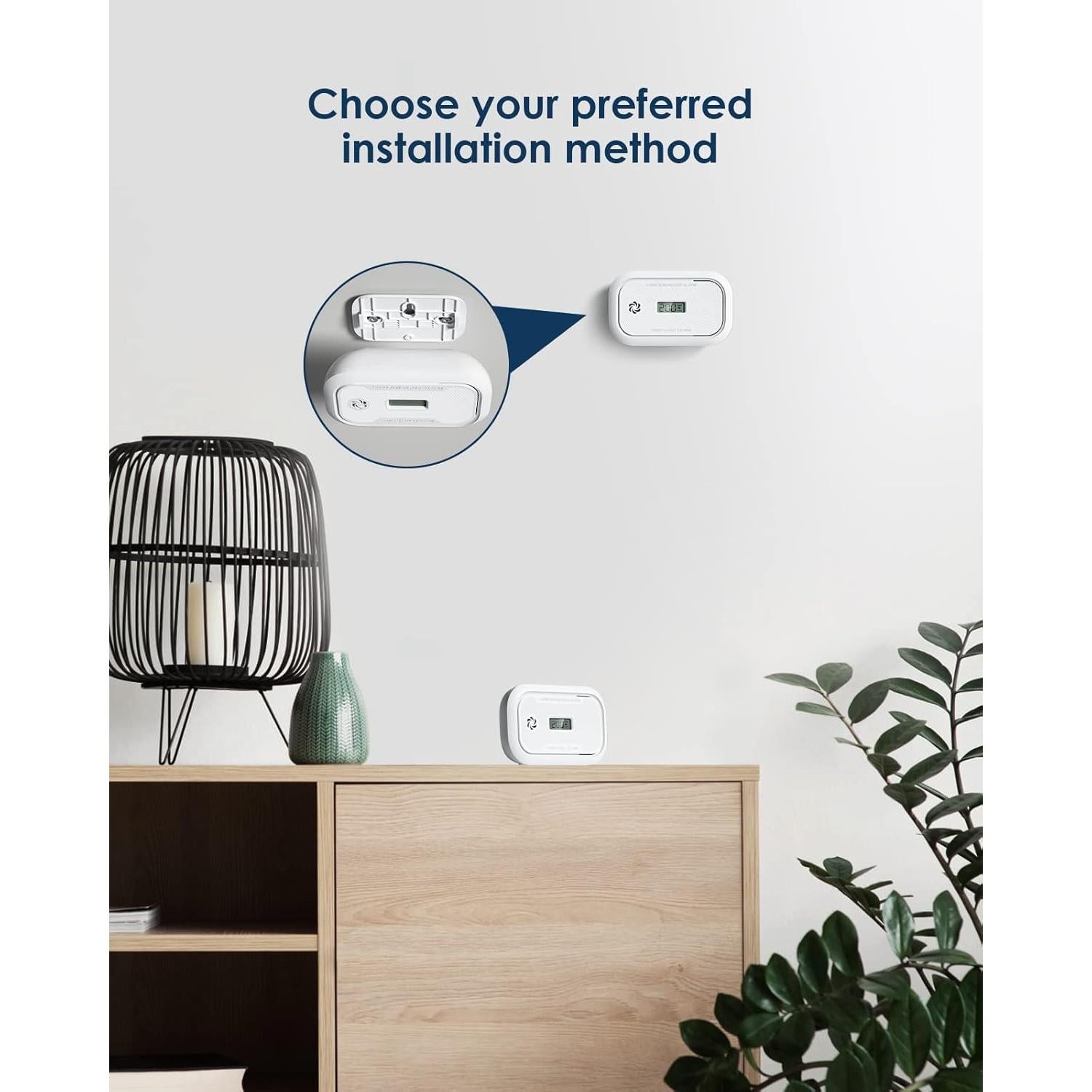 Detector de Monóxido de Carbono Ecoey con Pantalla LCD - 2 Paquetes