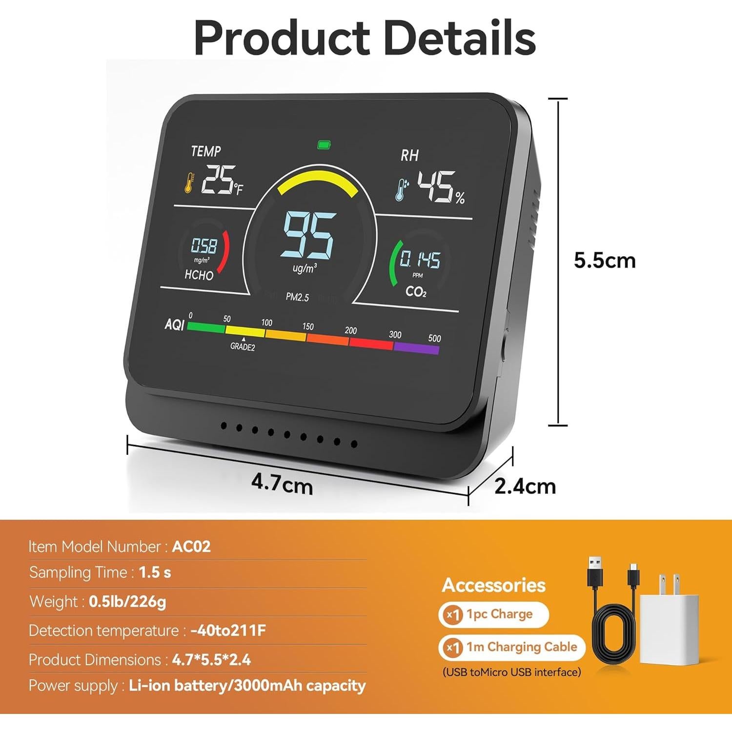 Monitor de Calidad del Aire SpeedBoost AC02 - 13 en 1, Interior