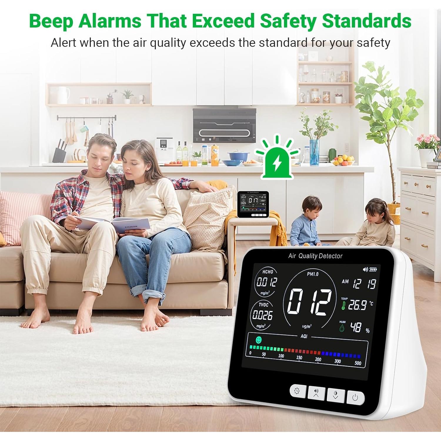 Monitor de Calidad del Aire 14 en 1 BIBIRE AK27 con Alarma