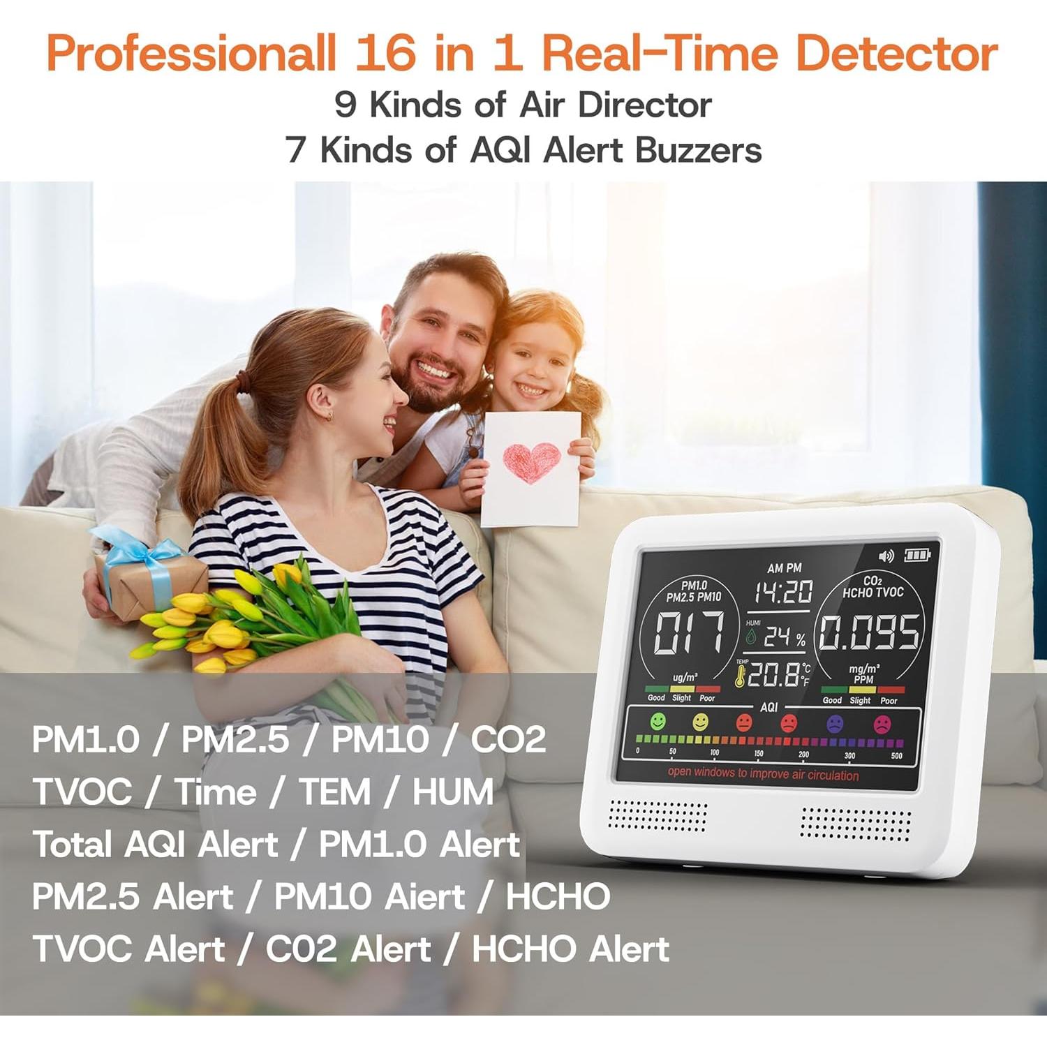 Monitor de Calidad del Aire Interior SpeedBoost AK23 16-en-1