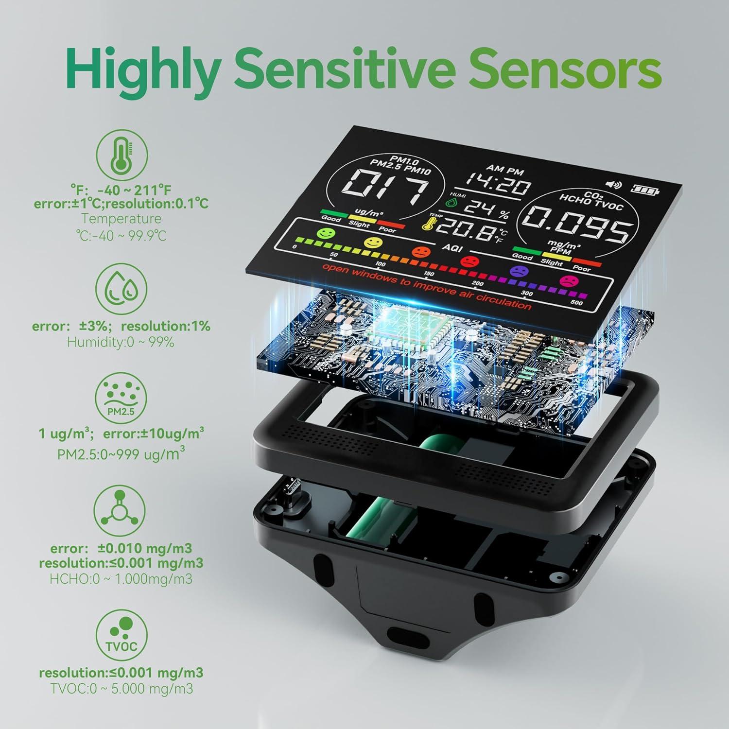 Monitor de Calidad del Aire 16 en 1 Xoopon con Alarma Beep