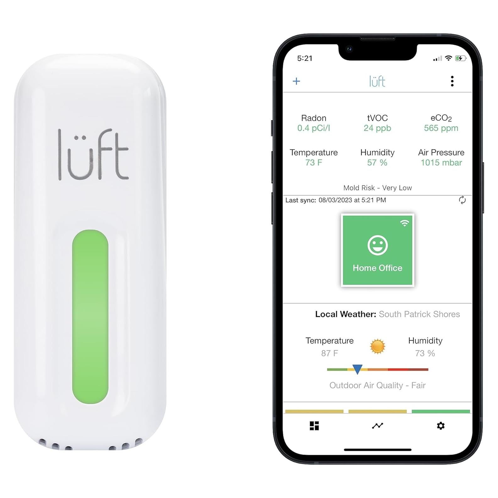 Monitor de Calidad del Aire Lüft SunRADON - Wi-Fi, Portátil
