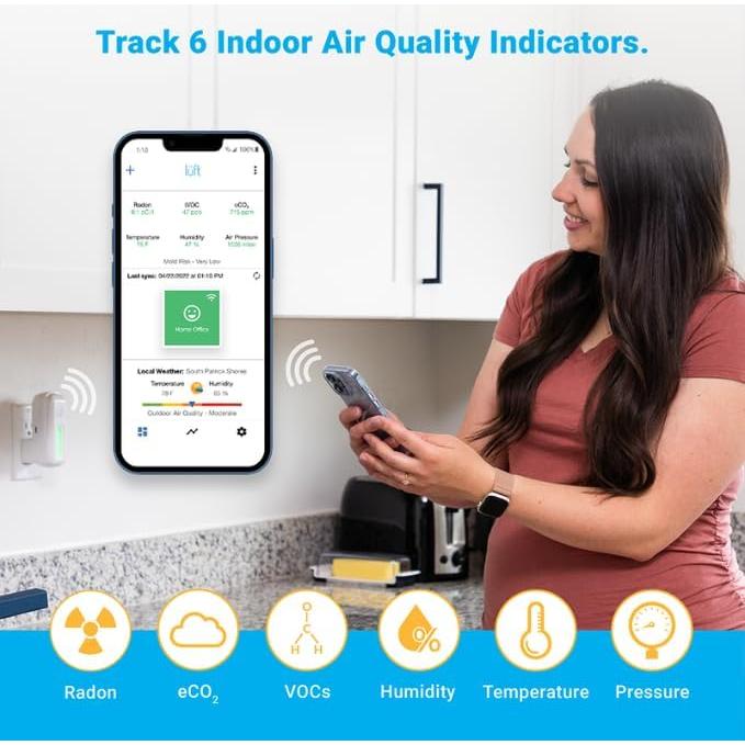 Monitor de Calidad del Aire Lüft SunRADON - Wi-Fi, Portátil