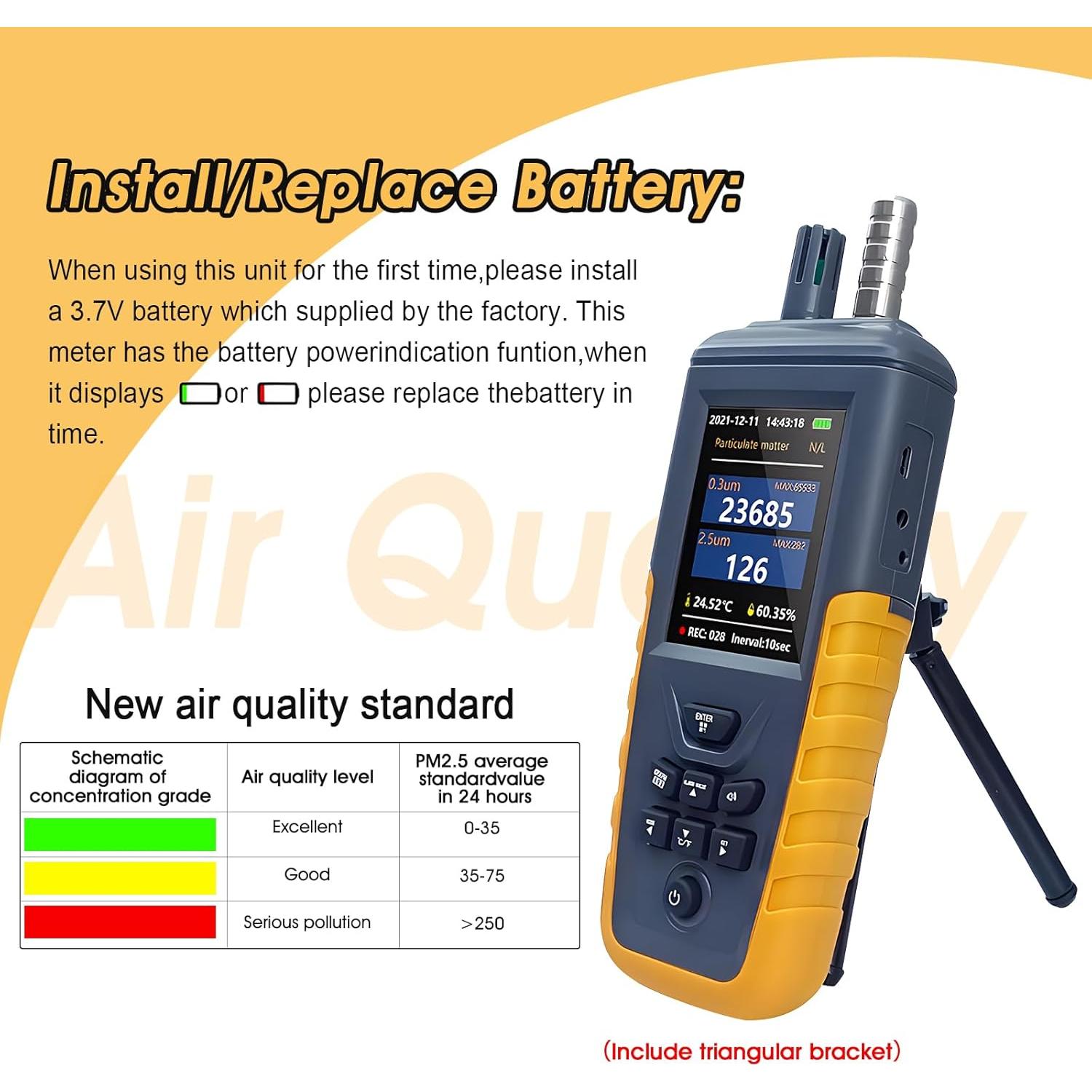 Monitor de Calidad del Aire WapoRich T7-TC8100 3 Canales PM