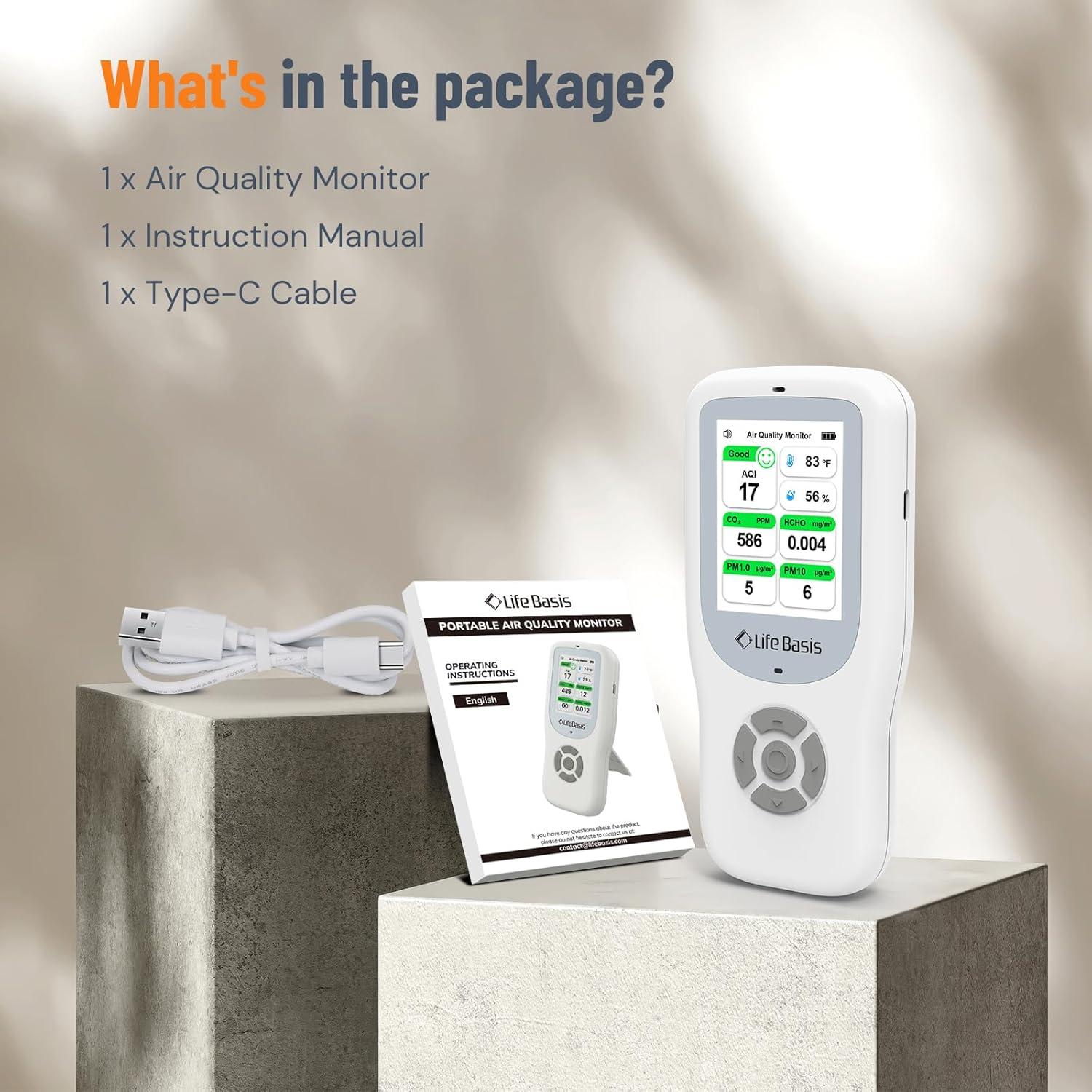 Monitor de Calidad del Aire LifeBasis 11-en-1 con Alarma - Blanco