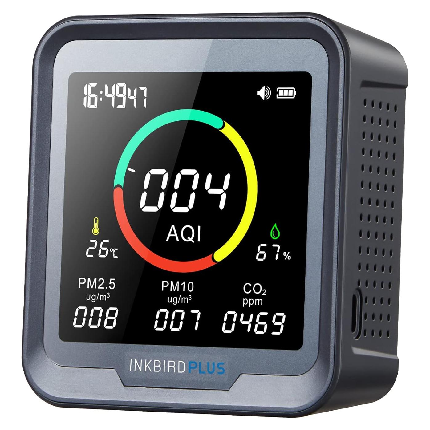 Monitor de Calidad del Aire INKBIRDPLUS 6-en-1 CO2 PM2.5 PM10