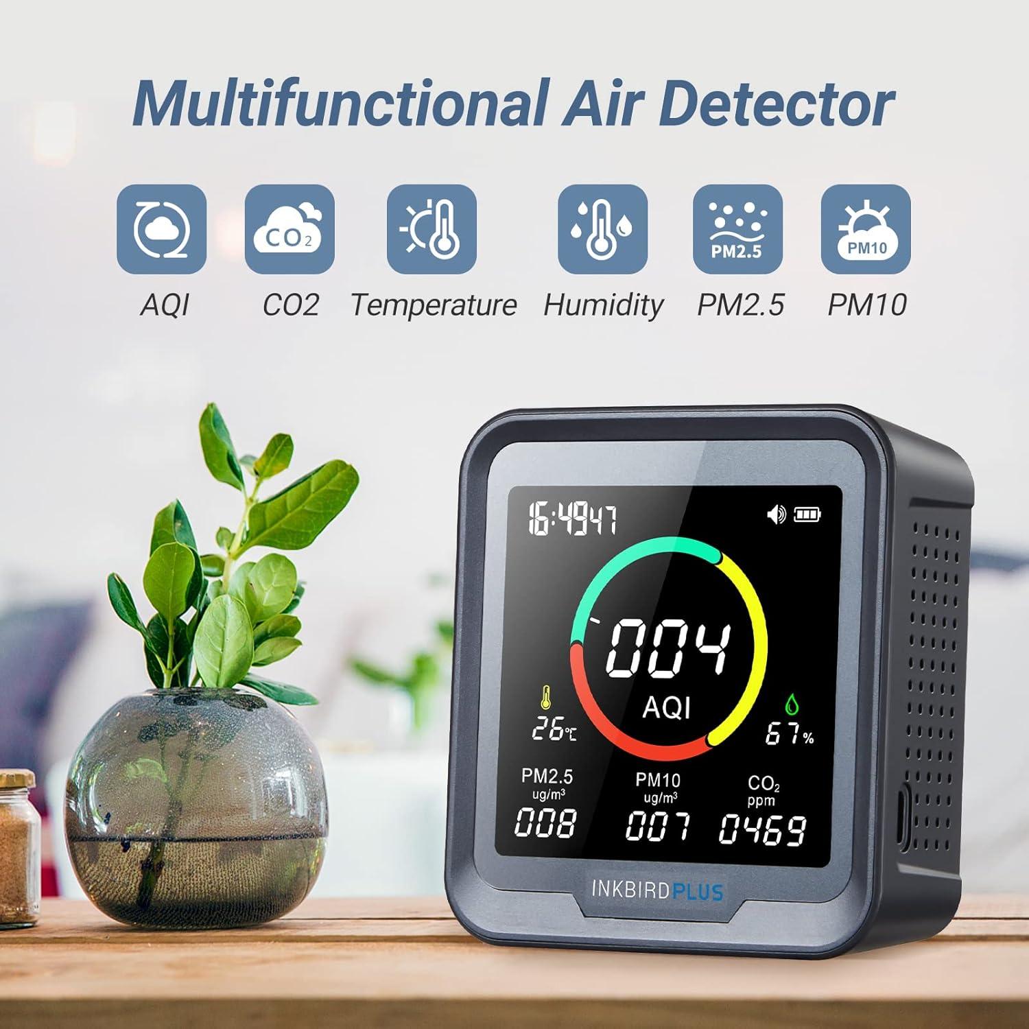 Monitor de Calidad del Aire INKBIRDPLUS 6-en-1 CO2 PM2.5 PM10