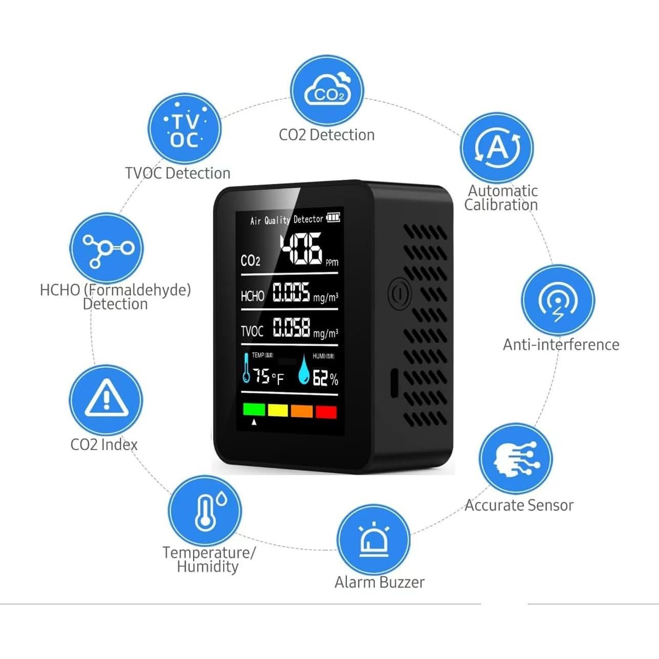 Monitor de Calidad del Aire Interior BUISAMG H8 Plus 5-en-1