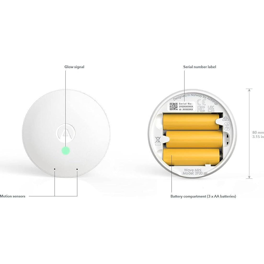 Monitor de Calidad del Aire Airthings Wave Mini - TVOCs, Humedad, Temperatura