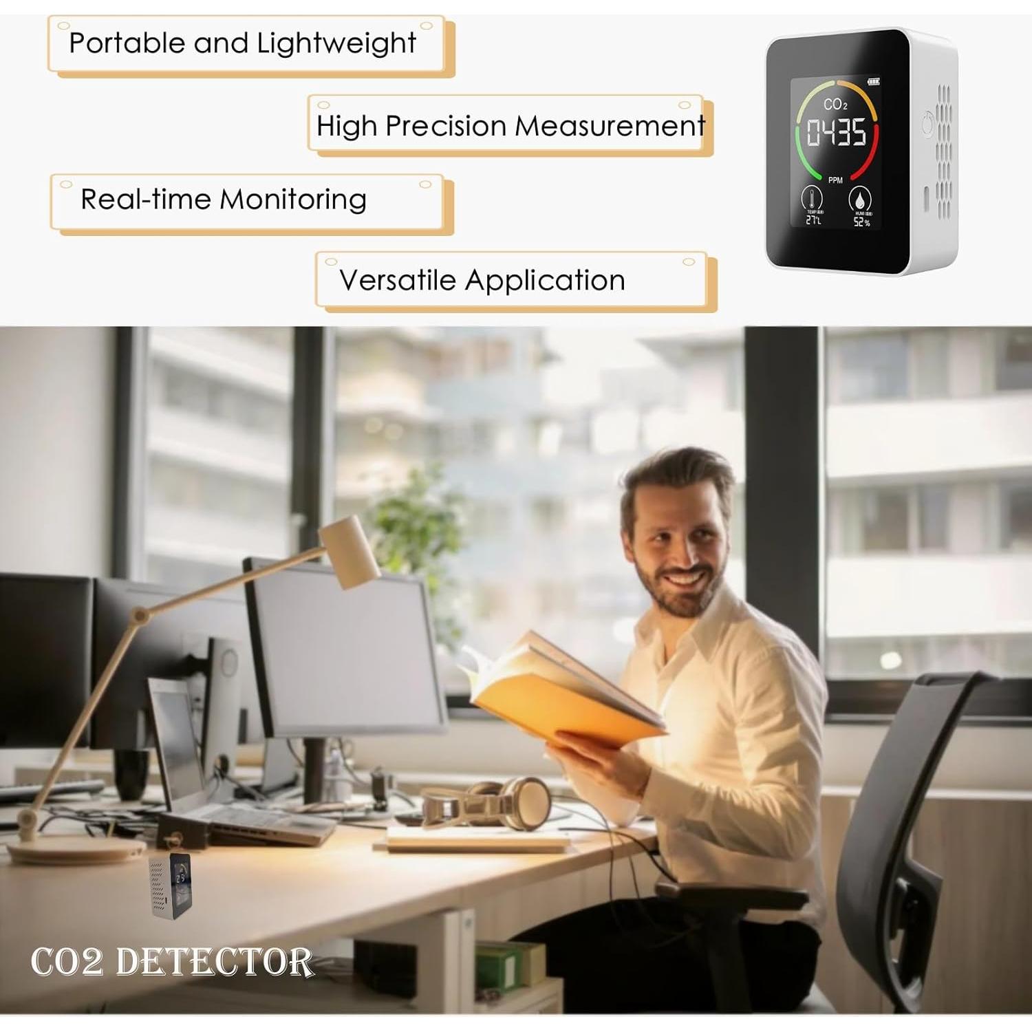 Detector de CO2 KATZEIST 3 en 1, Monitor de Calidad del Aire