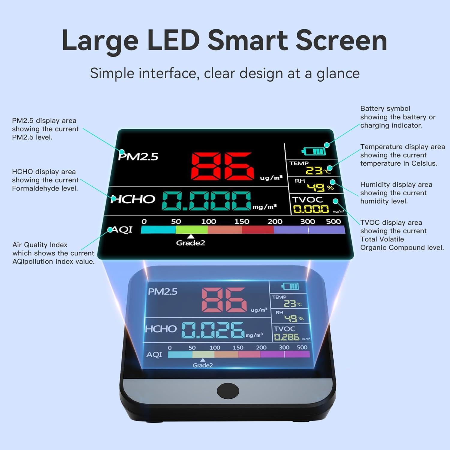 Monitor de Calidad del Aire XOOPOM DM306 13 en 1 Portátil