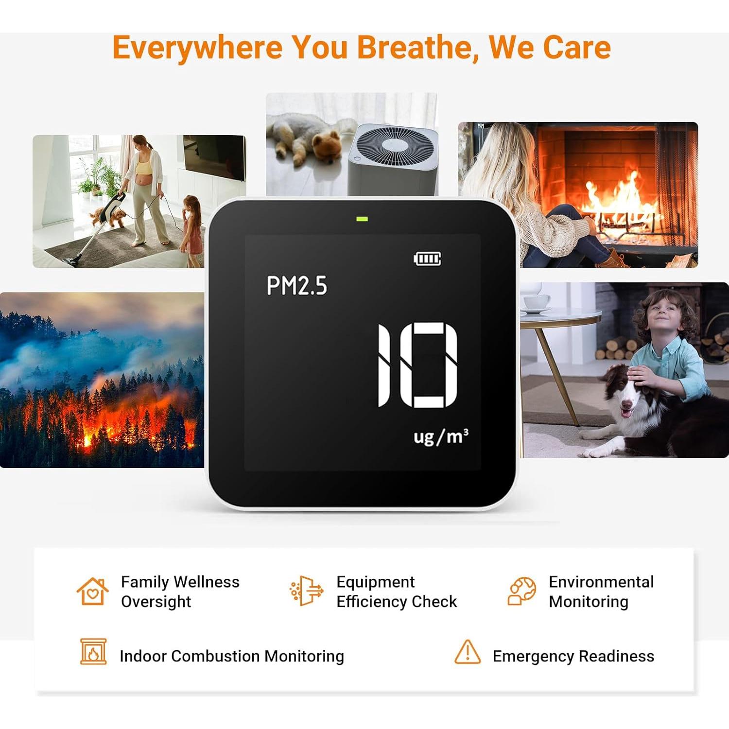 Monitor de Calidad del Aire Temtop M10 - PM2.5, AQI, TVOC, HCHO