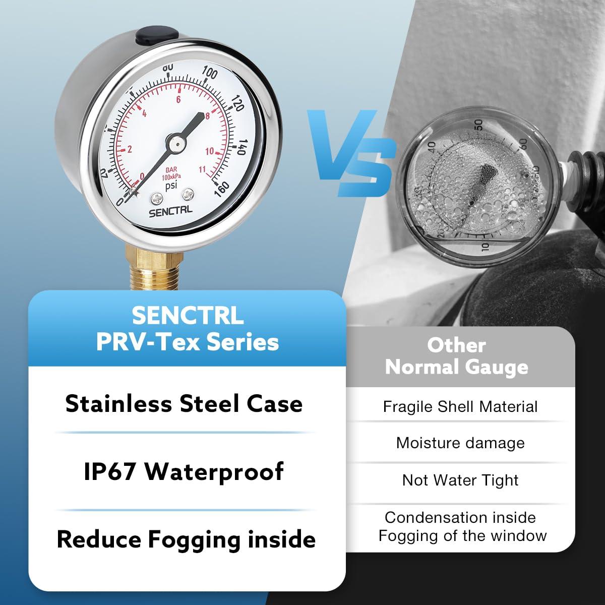 Manómetro 0-11 Bar SENCTRL, Dial 5 cm, Acero Inoxidable