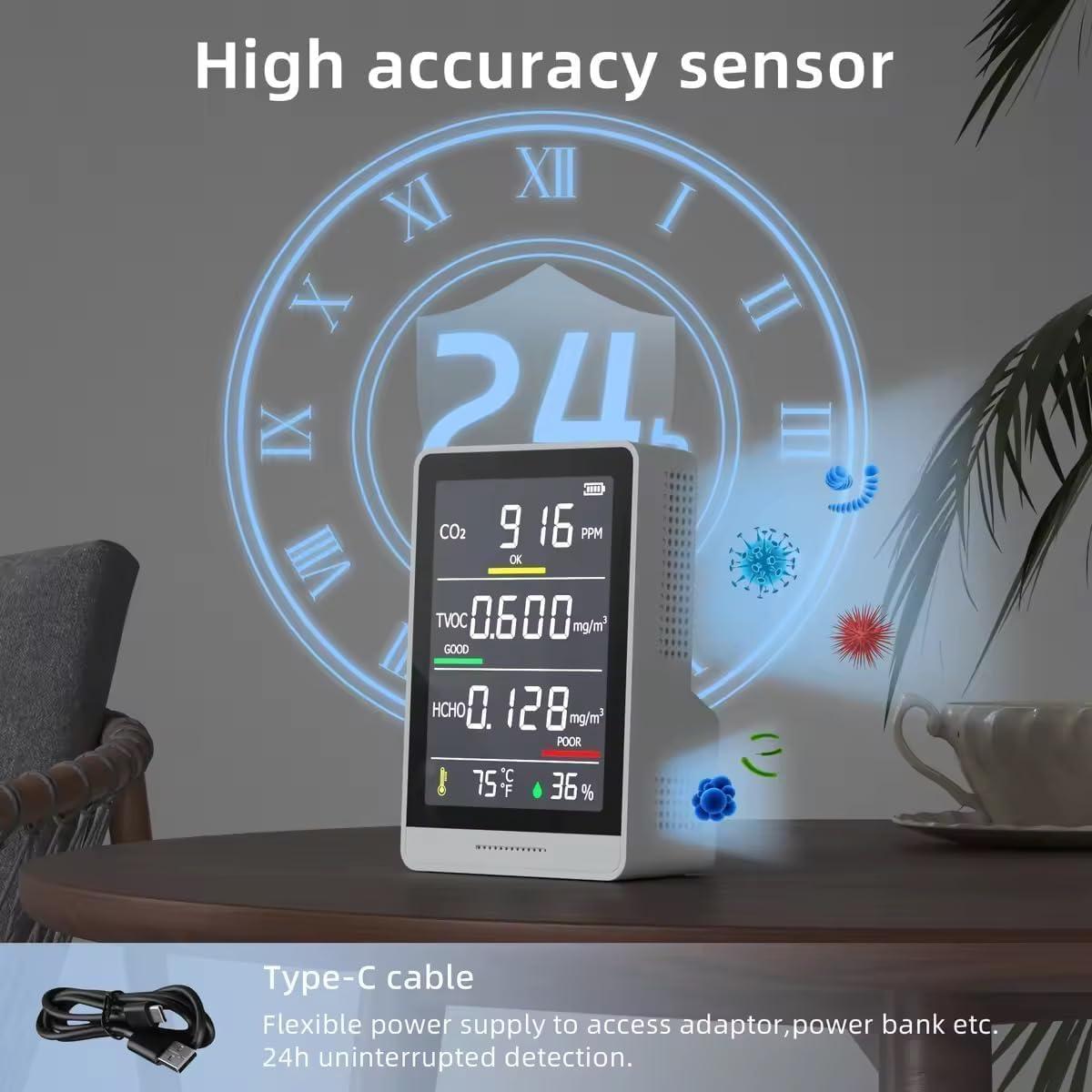 Monitor de Calidad del Aire PinoTec AK3 5 en 1 CO2 Formaldehído