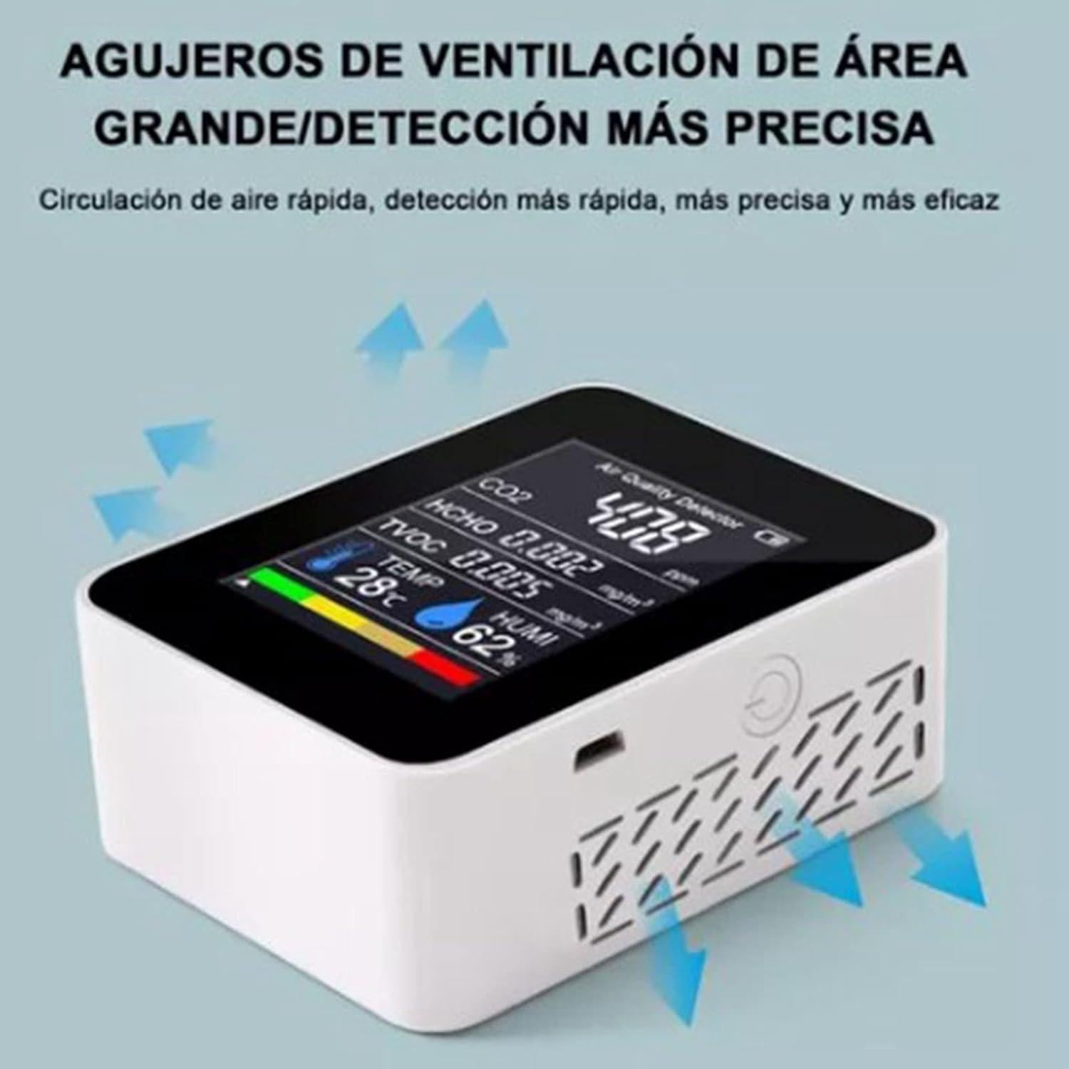 Monitor de Calidad del Aire Walfront 5 en 1 CO2 HCHO TVOC