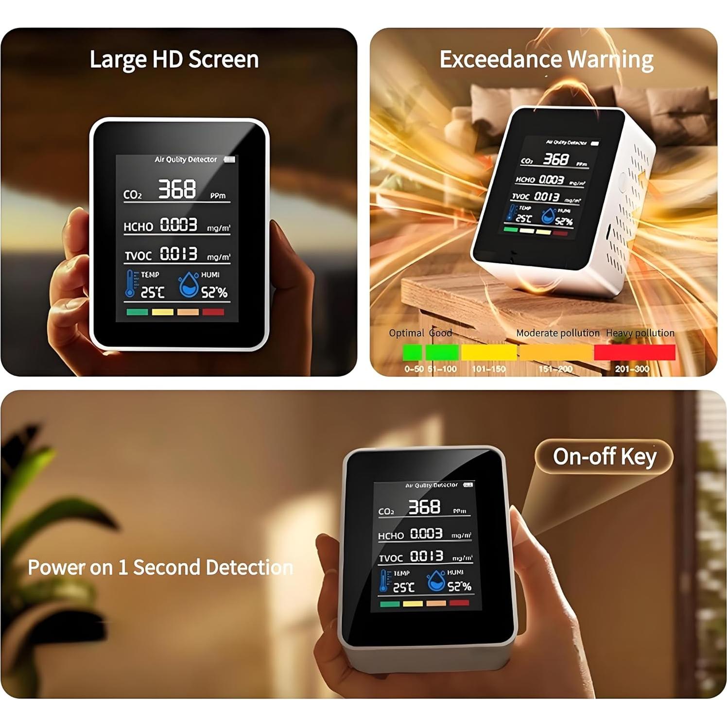 Monitor de Calidad del Aire Walfront 5 en 1 CO2 HCHO TVOC