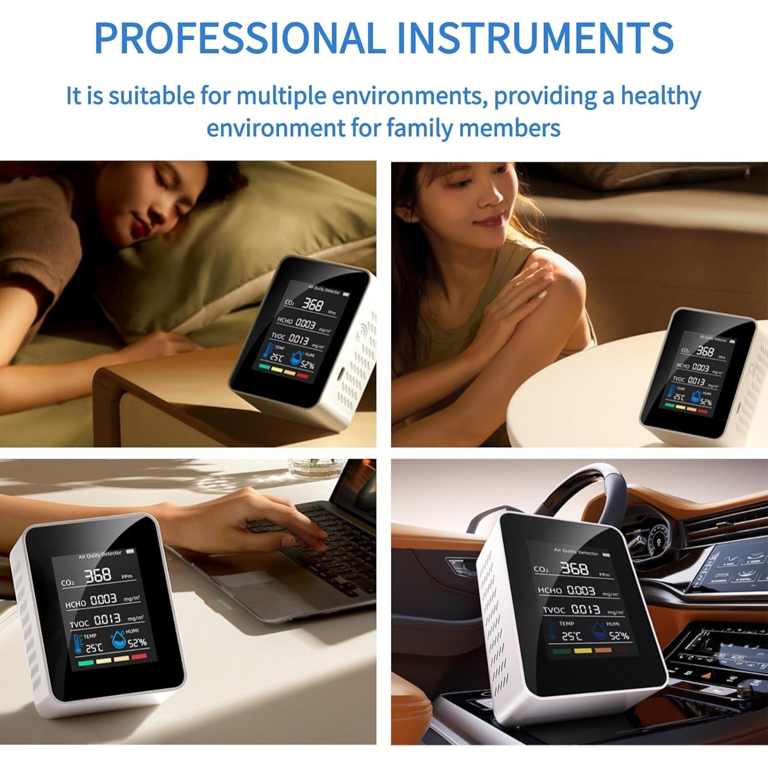 Monitor de Calidad del Aire Walfront 5 en 1 CO2 HCHO TVOC