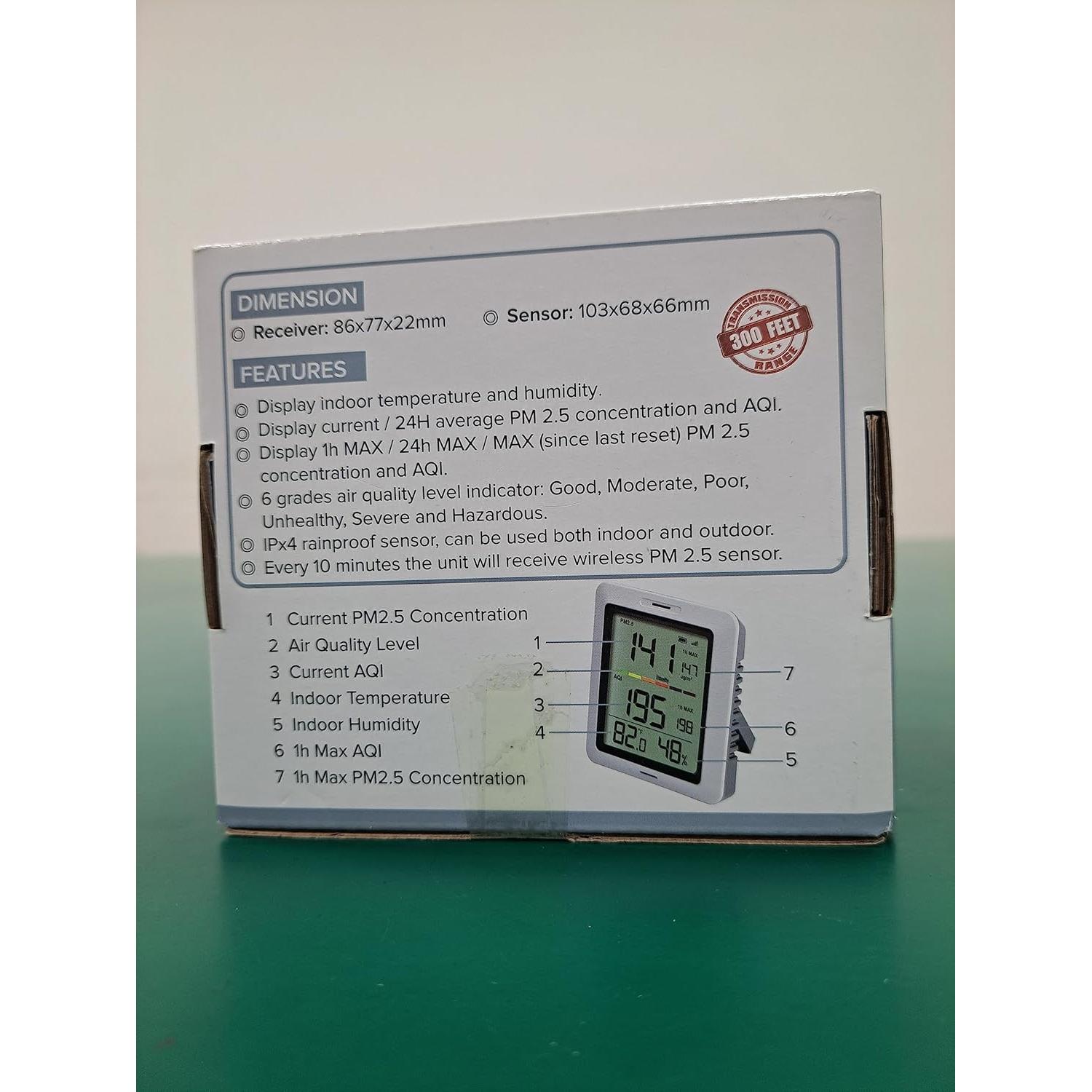 Monitor de Calidad del Aire Ecowitt WH0290 PM2.5 Interior Exterior