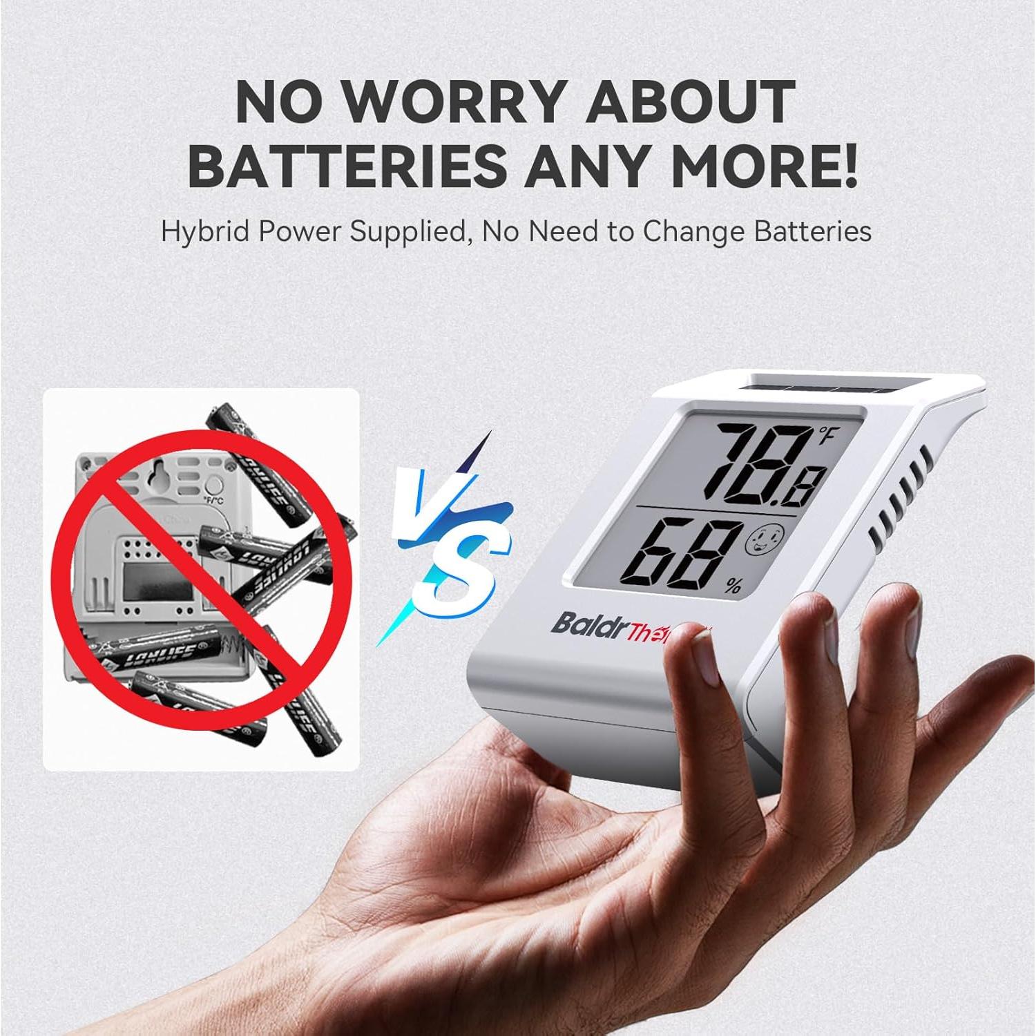 Termómetro Higrómetro Digital Solar BaldrTherm 2.2" Blanco