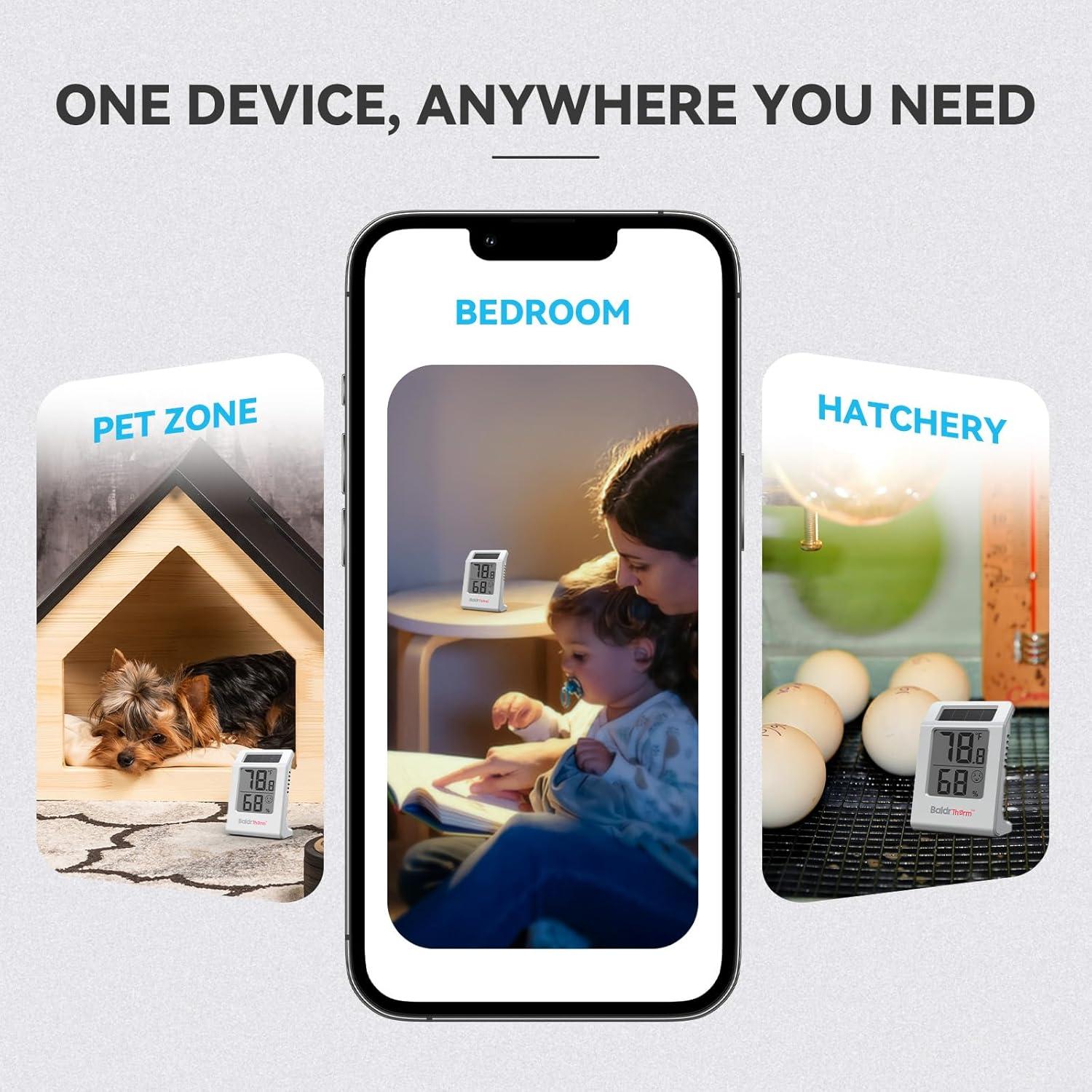 Termómetro Higrómetro Digital Solar BaldrTherm 2.2" Blanco