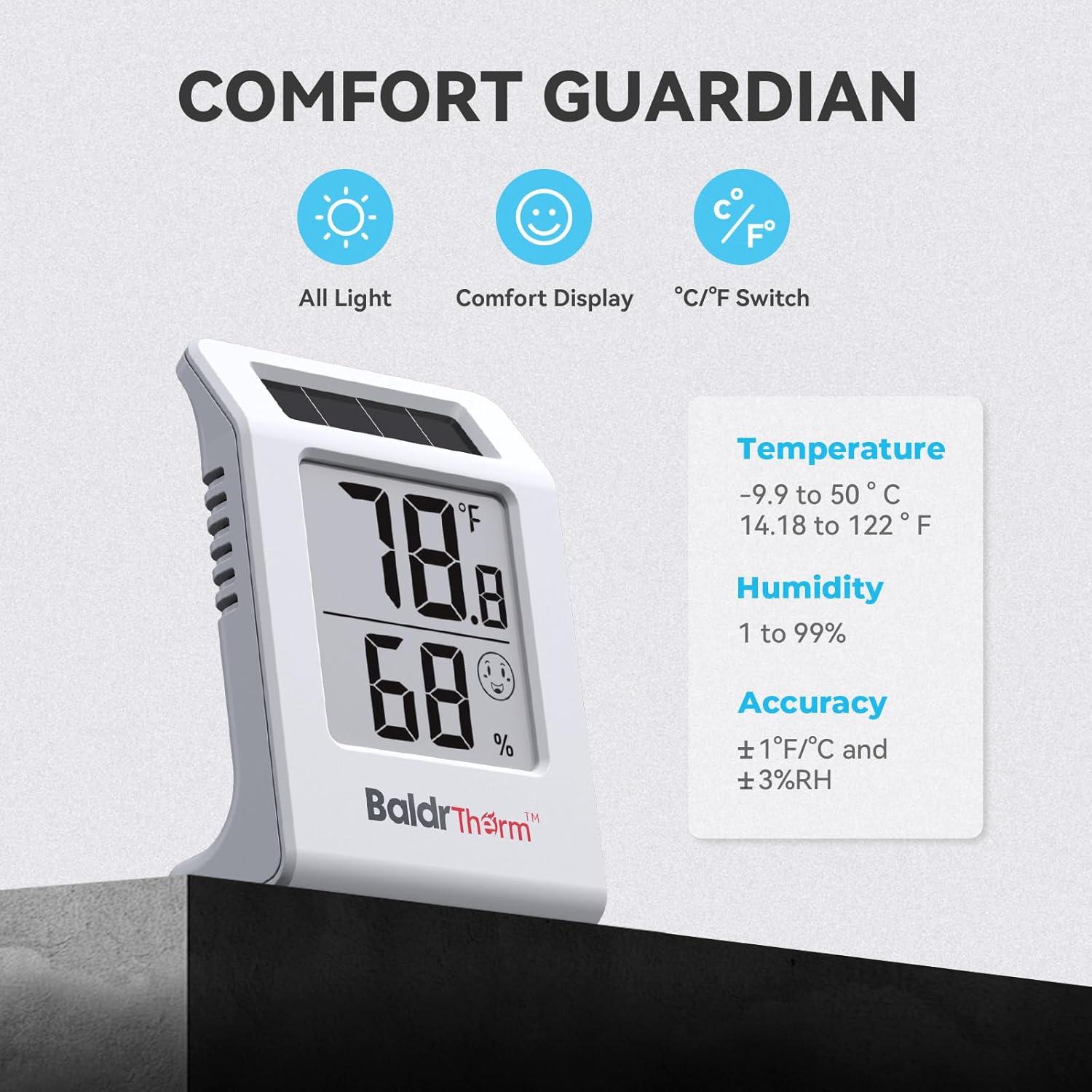 Termómetro Higrómetro Digital Solar BaldrTherm 2.2" Blanco