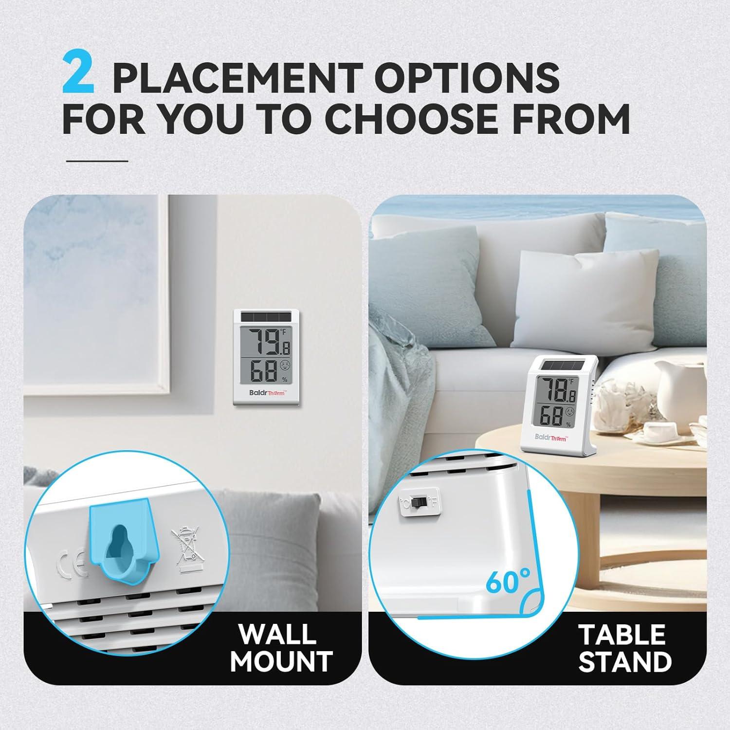 Termómetro Higrómetro Digital Solar BaldrTherm 2.2" Blanco