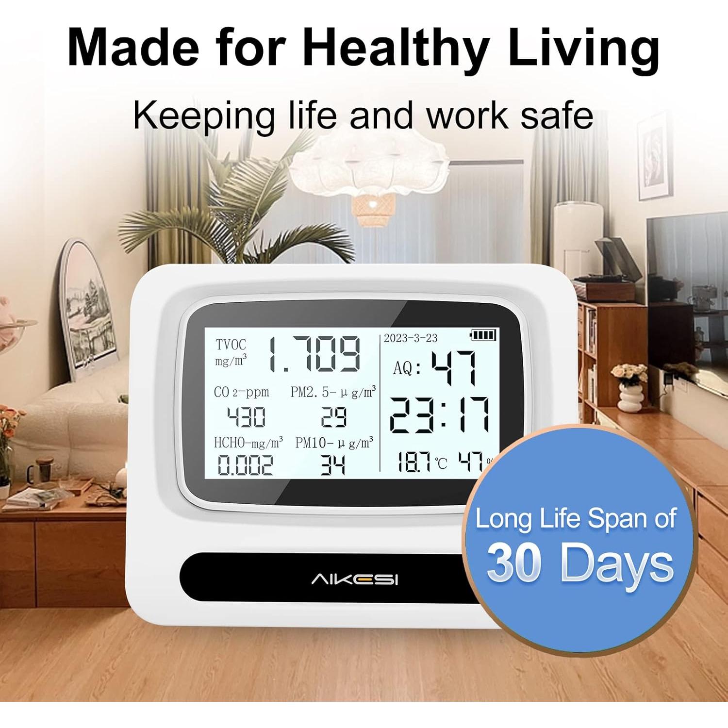 Monitor de Calidad del Aire CHNADKS AQ60 9-en-1 CO2 VOC PM2.5