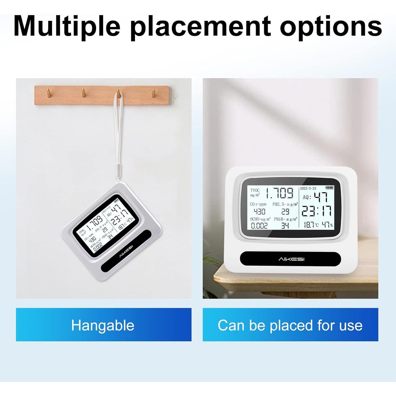 Monitor de Calidad del Aire CHNADKS AQ60 9-en-1 CO2 VOC PM2.5
