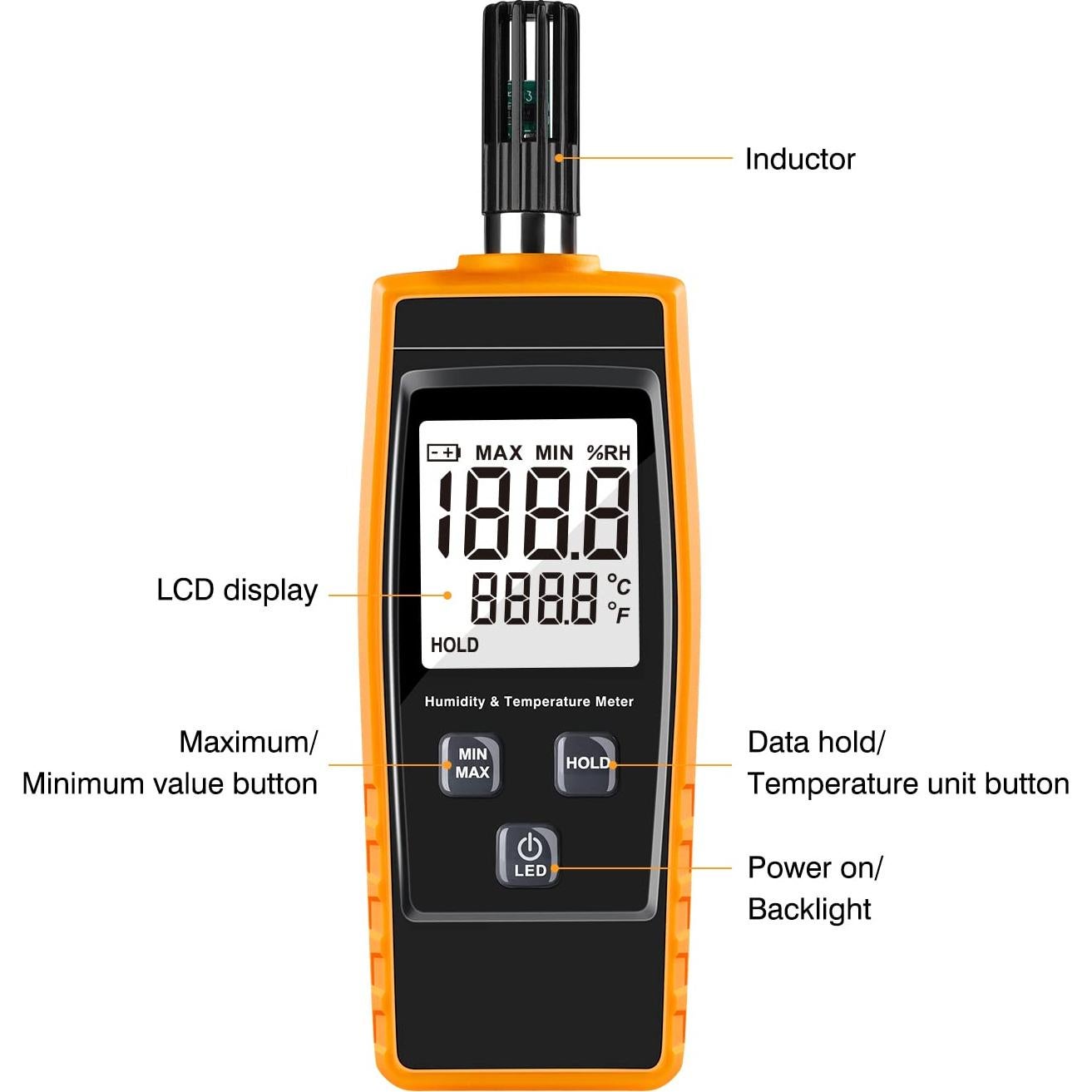 Medidor de Humedad Digital XRCLIF con Termómetro -30 a 60°C