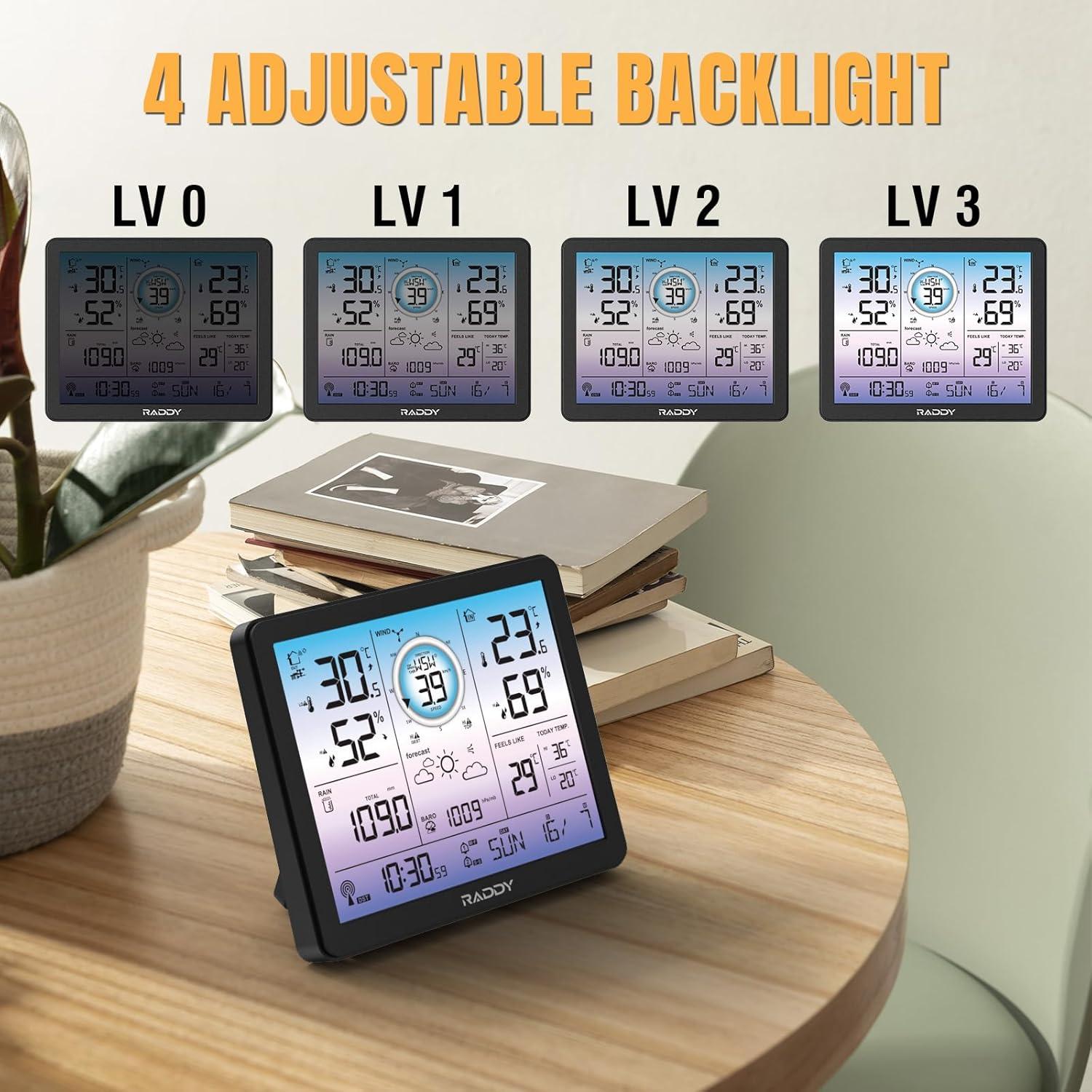 Estación Meteorológica Inalámbrica Raddy VP7 5-en-1 con Pantalla 18.8 cm