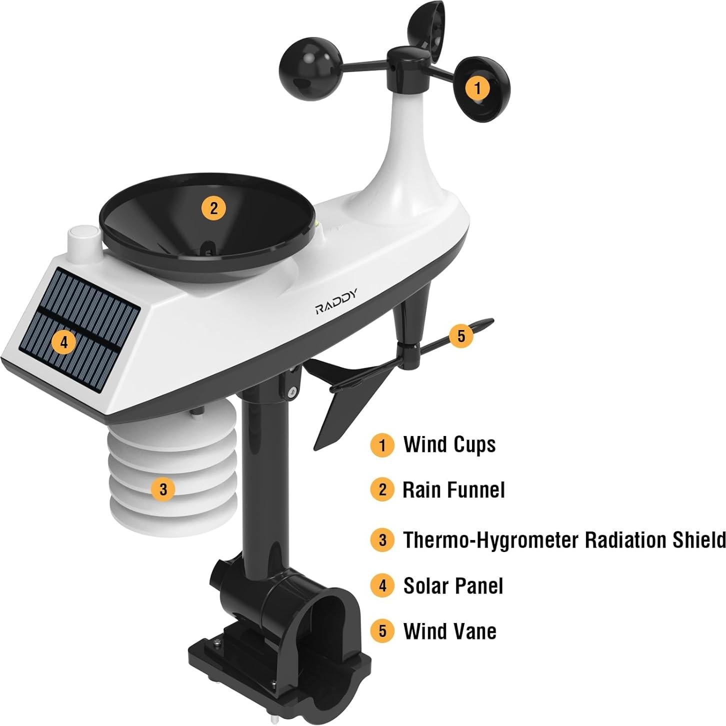 Estación Meteorológica Inalámbrica Raddy VP7 5-en-1 con Pantalla 18.8 cm