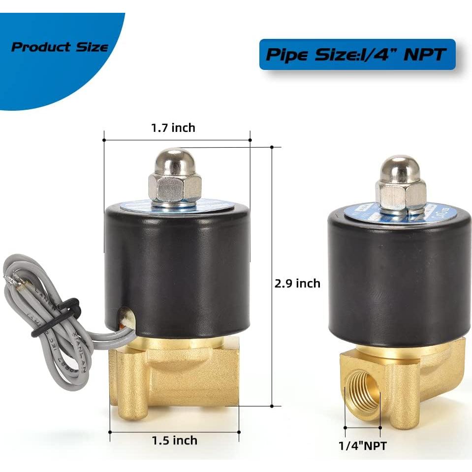 Válvula Solenoide Eléctrica CGELE 12V 1/4" Latón Normalmente Cerrada
