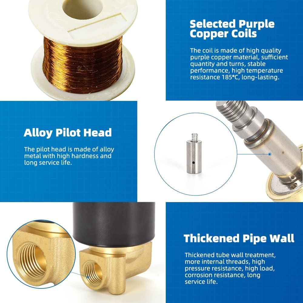 Válvula Solenoide Eléctrica CGELE 12V 1/4" Latón Normalmente Cerrada