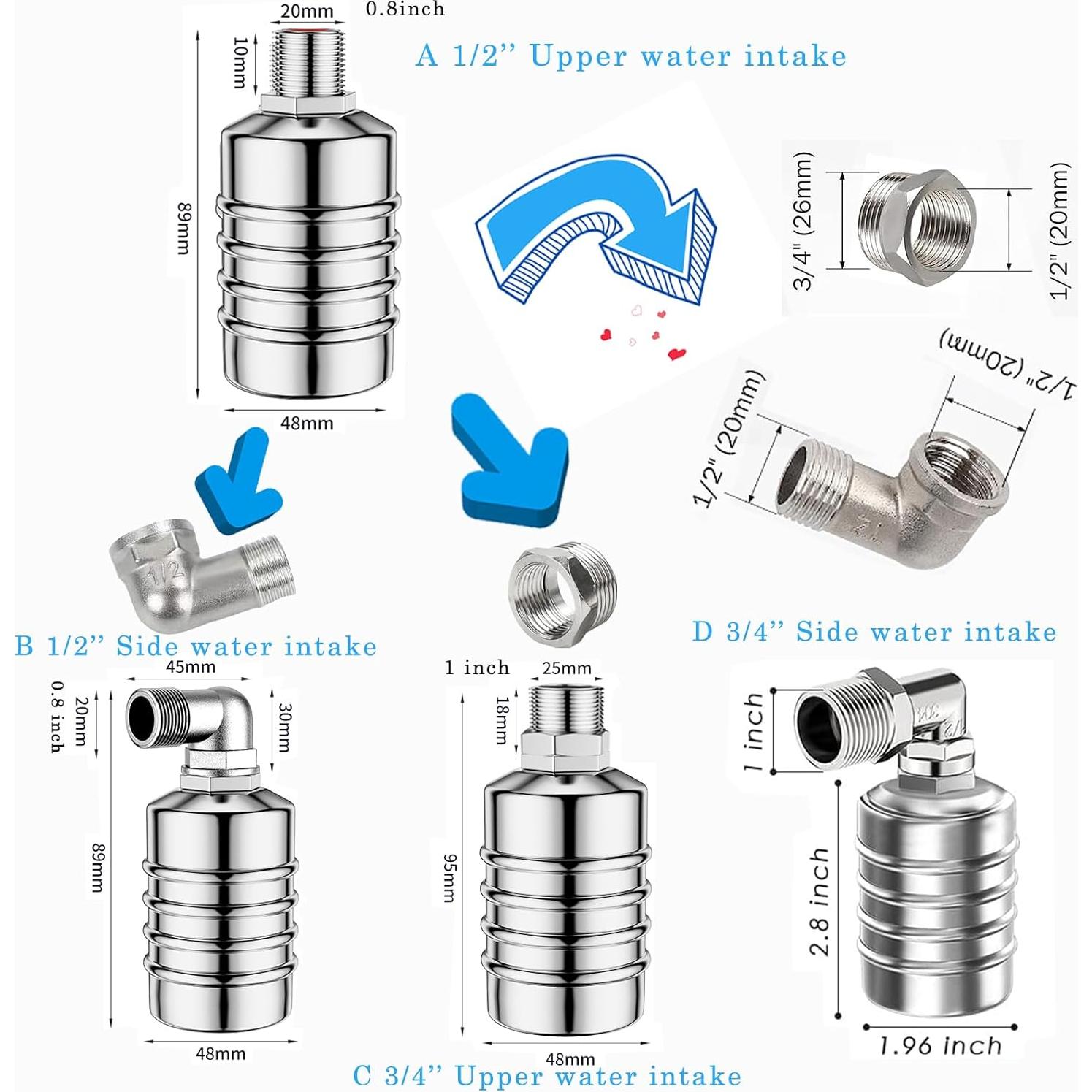 Válvula de Flotador Automática HuseWming 1/2" 3/4" Acero Inoxidable