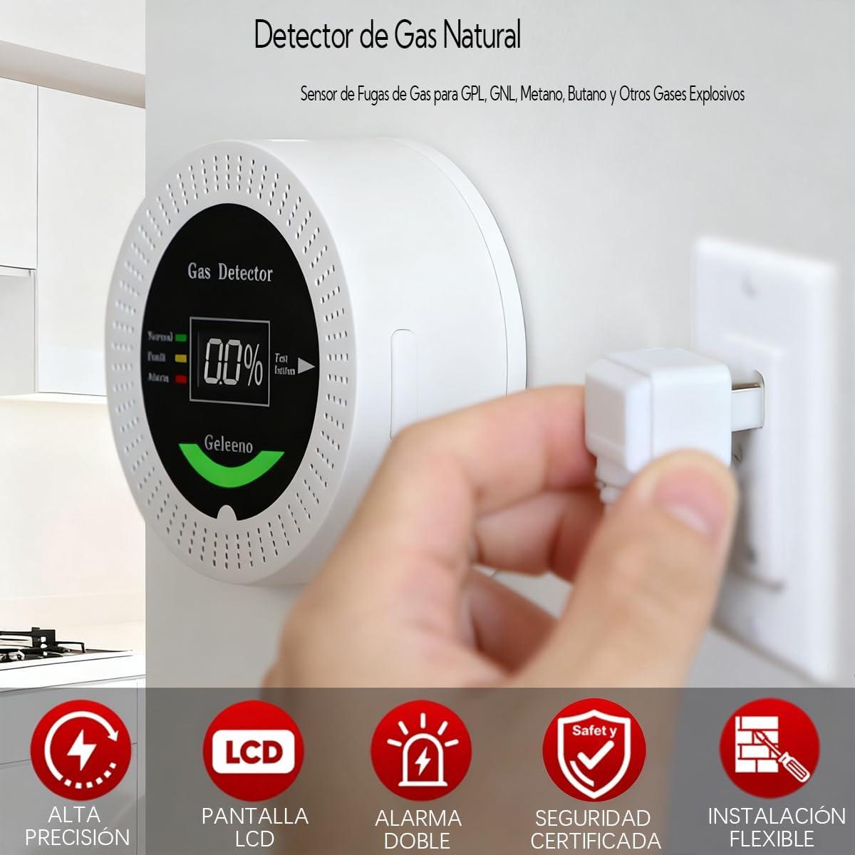 Detector de Fugas de Gas Geleeno GG85W-1 con Alarma 85dB