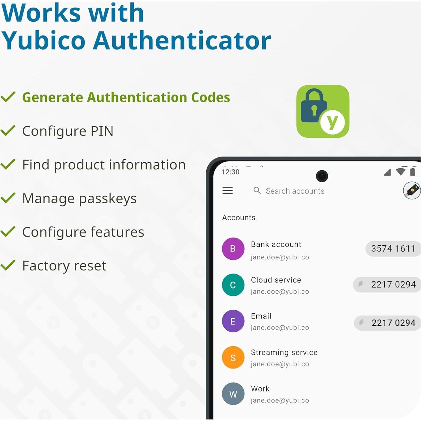 YubiKey 5 NFC - Clave de seguridad 2FA USB-A y NFC