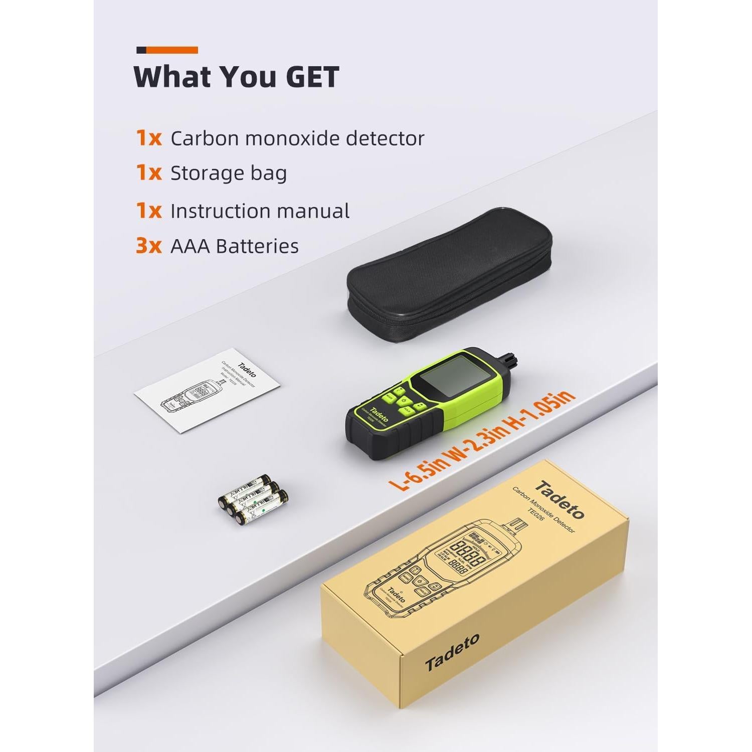 Detector de Monóxido de Carbono Tadeto TE026 Portátil 0-1000PPM