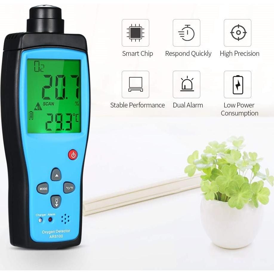 Medidor de Gas de Oxígeno Cheffort Digital Portátil con Alarma