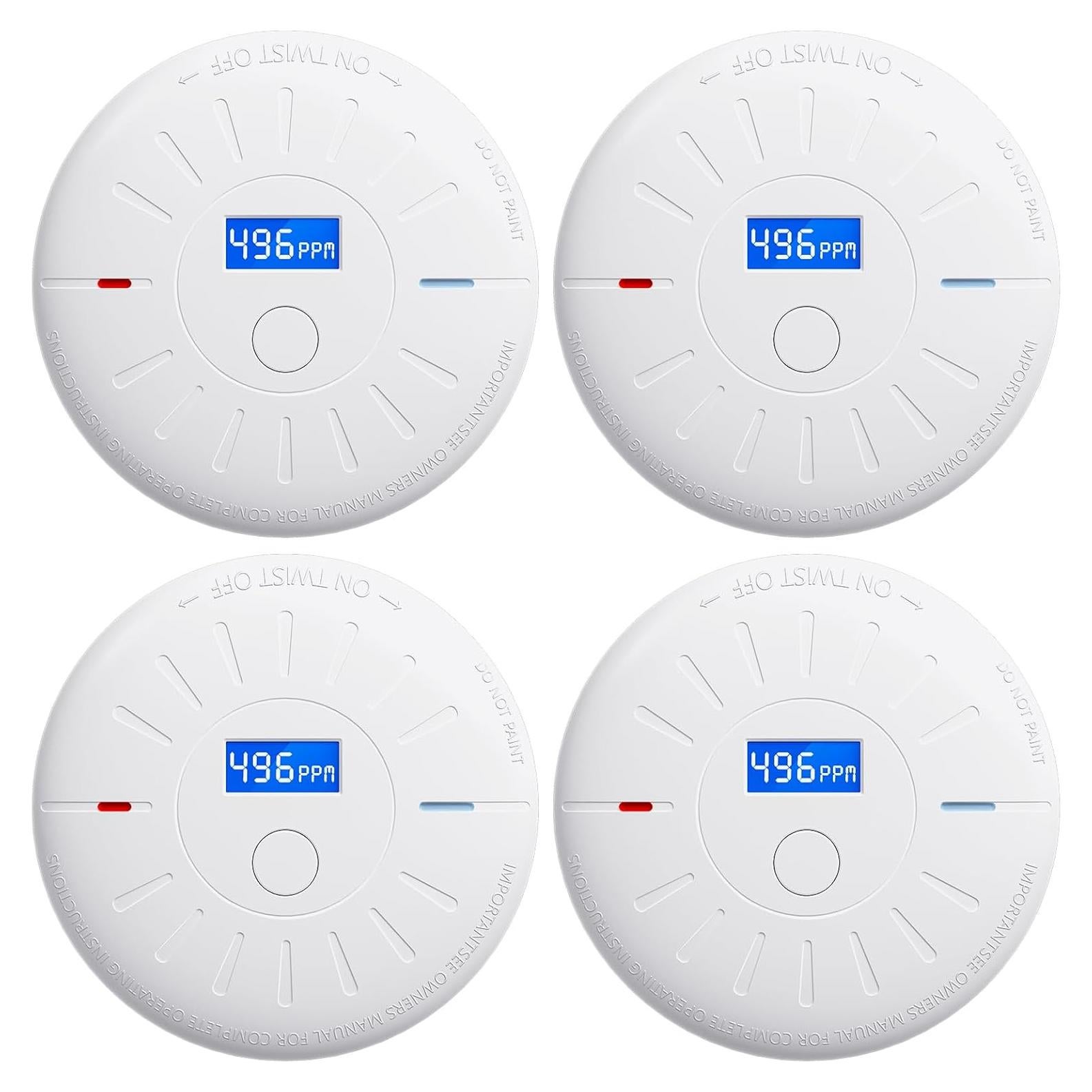 Paquete de 4 Detectores de Humo y CO Lecoolife GS528A