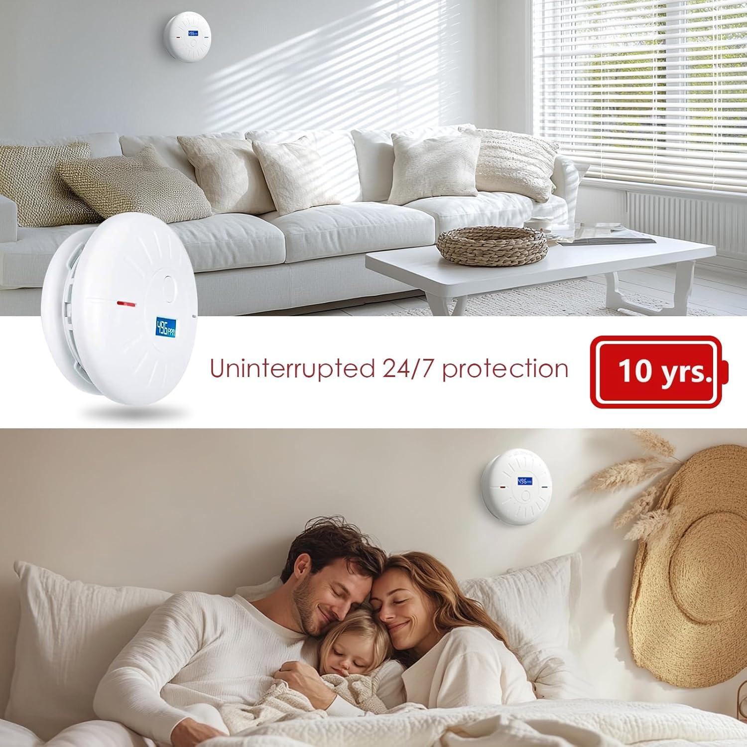 Paquete de 4 Detectores de Humo y CO Lecoolife GS528A