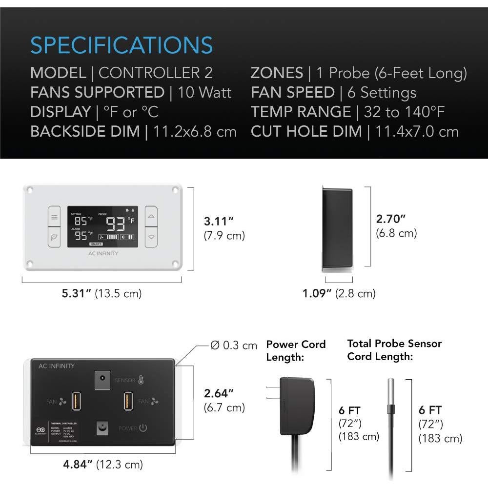 Ventilador Doble Silencioso AC Infinity AIRPLATE T8 16cm Blanco