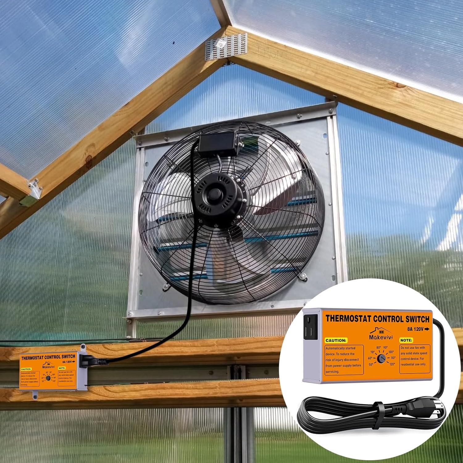 Termostato de Ventilador de Ático Makevivi 1600W Ajustable