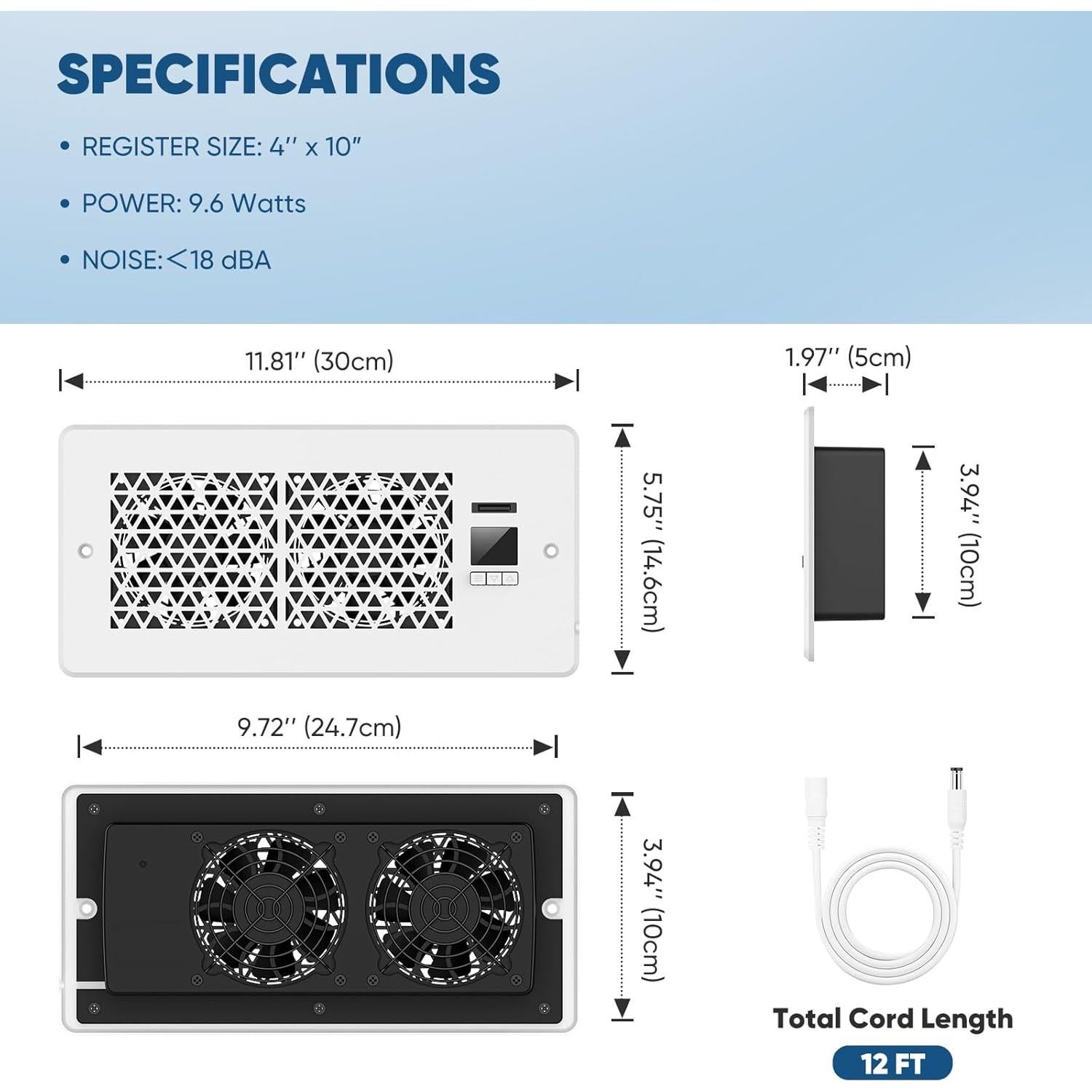Ventilador Aumentador de Registro MATULSA KE01 Blanco 10 Velocidades