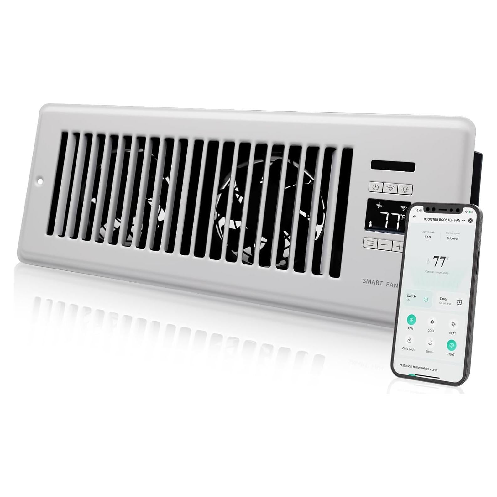 Ventilador Aumentador Howeall 4x12" Blanco Silencioso WiFi