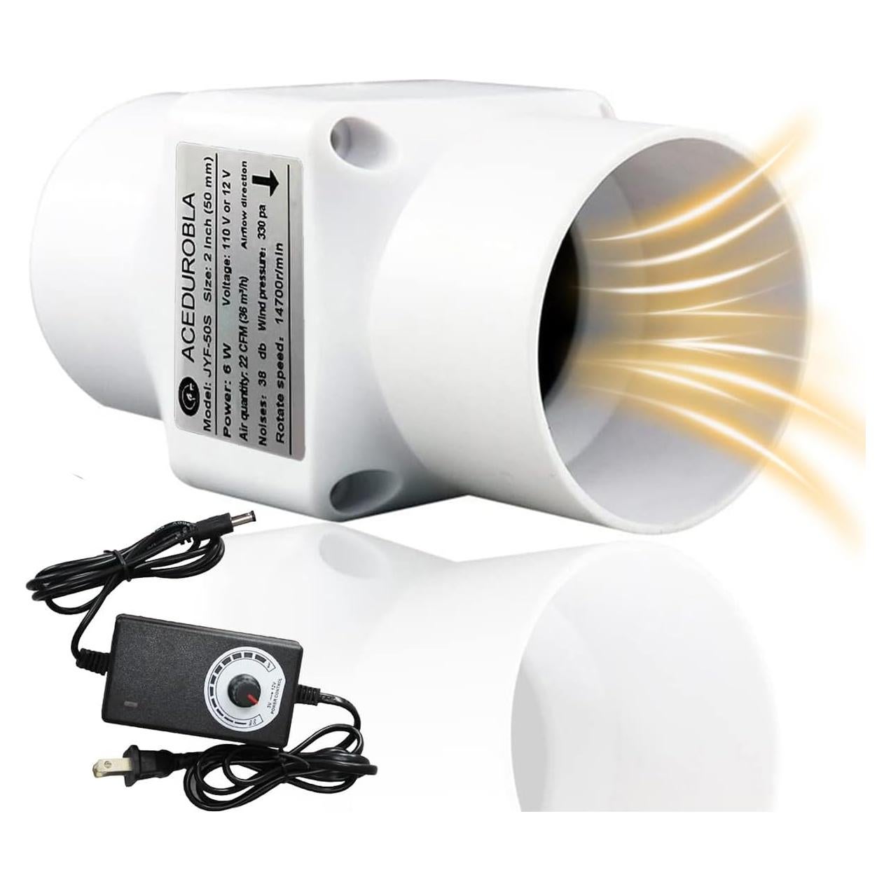 Ventilador de Conducto ACEDUROBLA 2" Blanco 22 CFM 11 Velocidades