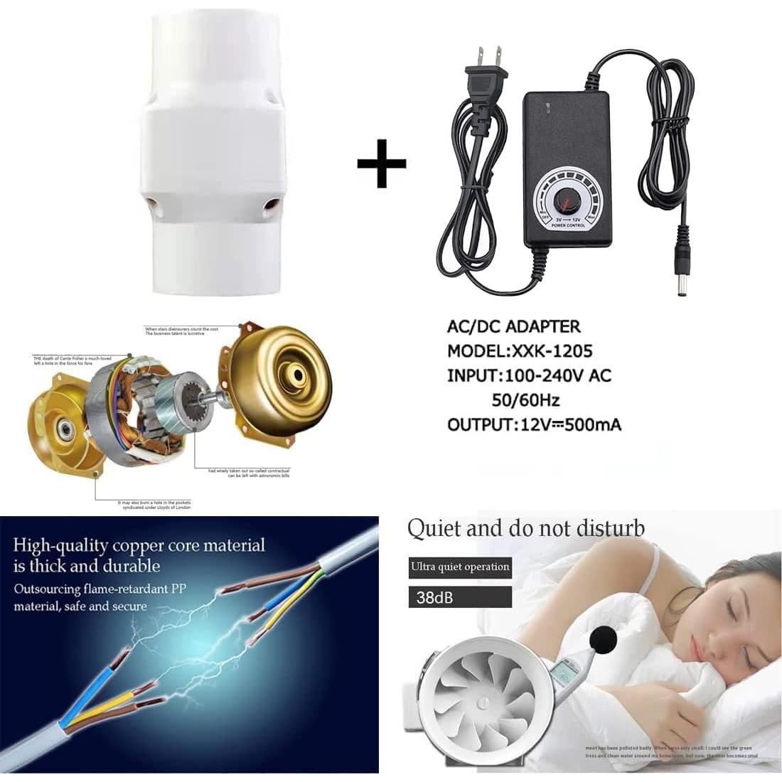 Ventilador de Conducto ACEDUROBLA 2" Blanco 22 CFM 11 Velocidades