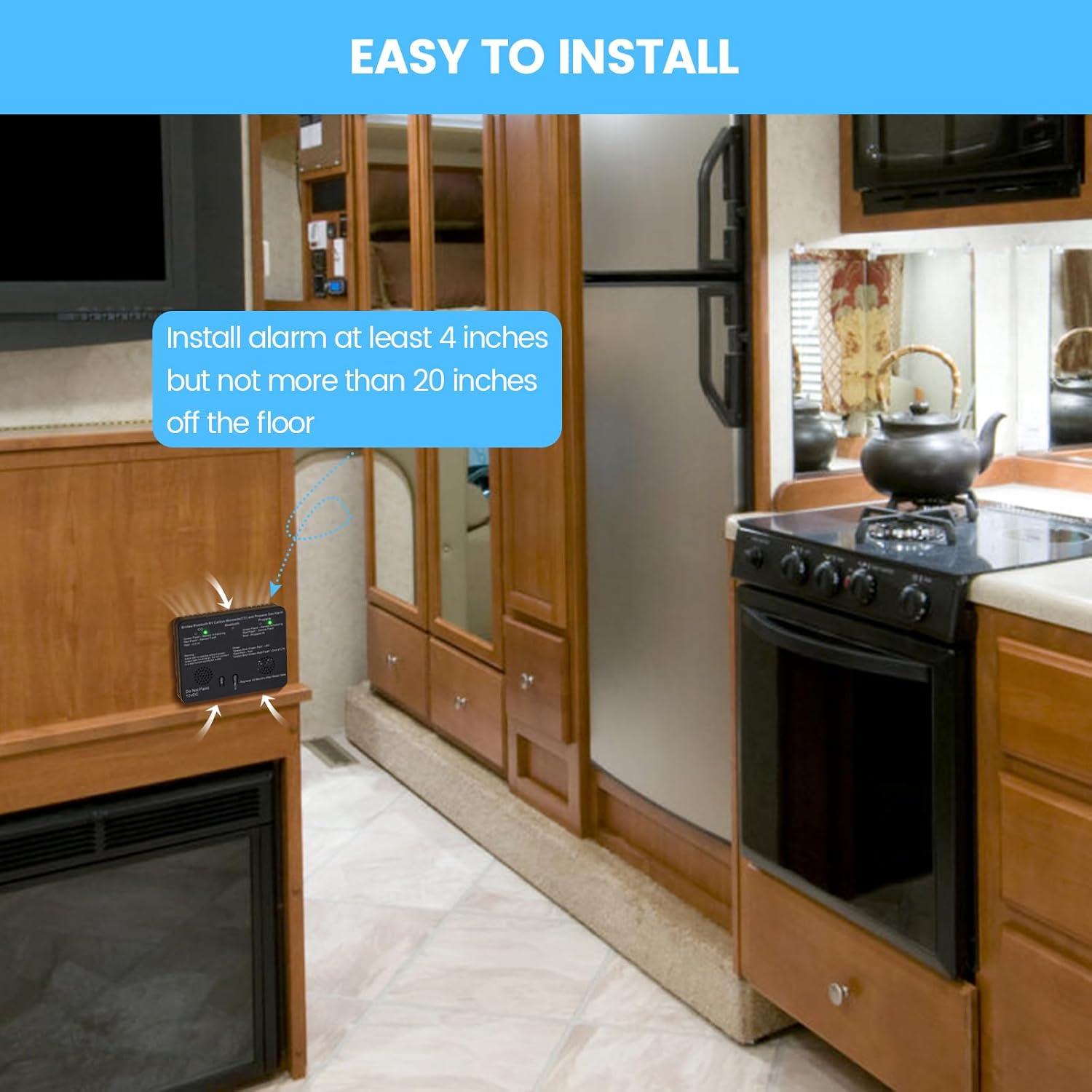 Detector de Monóxido de Carbono y Propano Briidea Bluetooth para RV