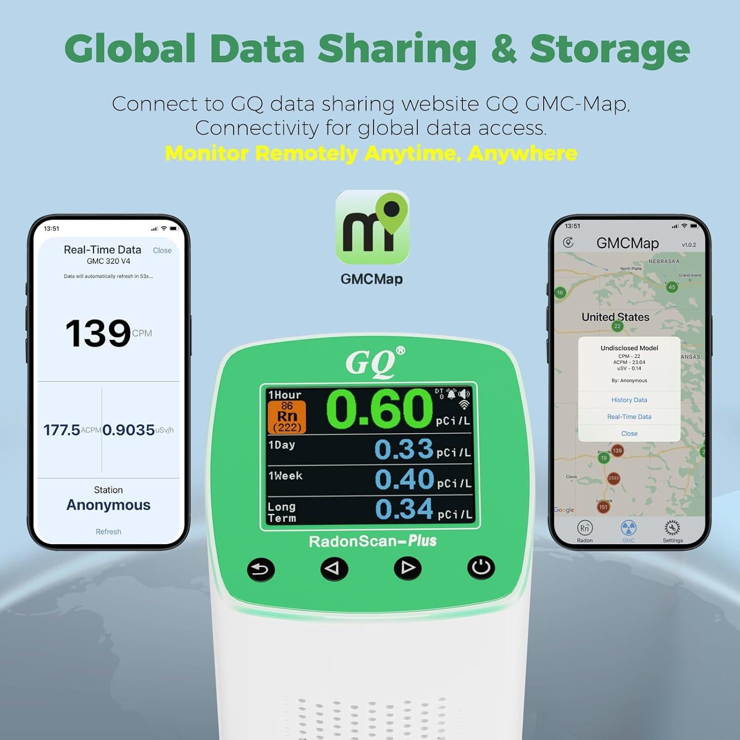 Detector de Gas Radón GQ RadonScan-Plus Monitoreo Remoto